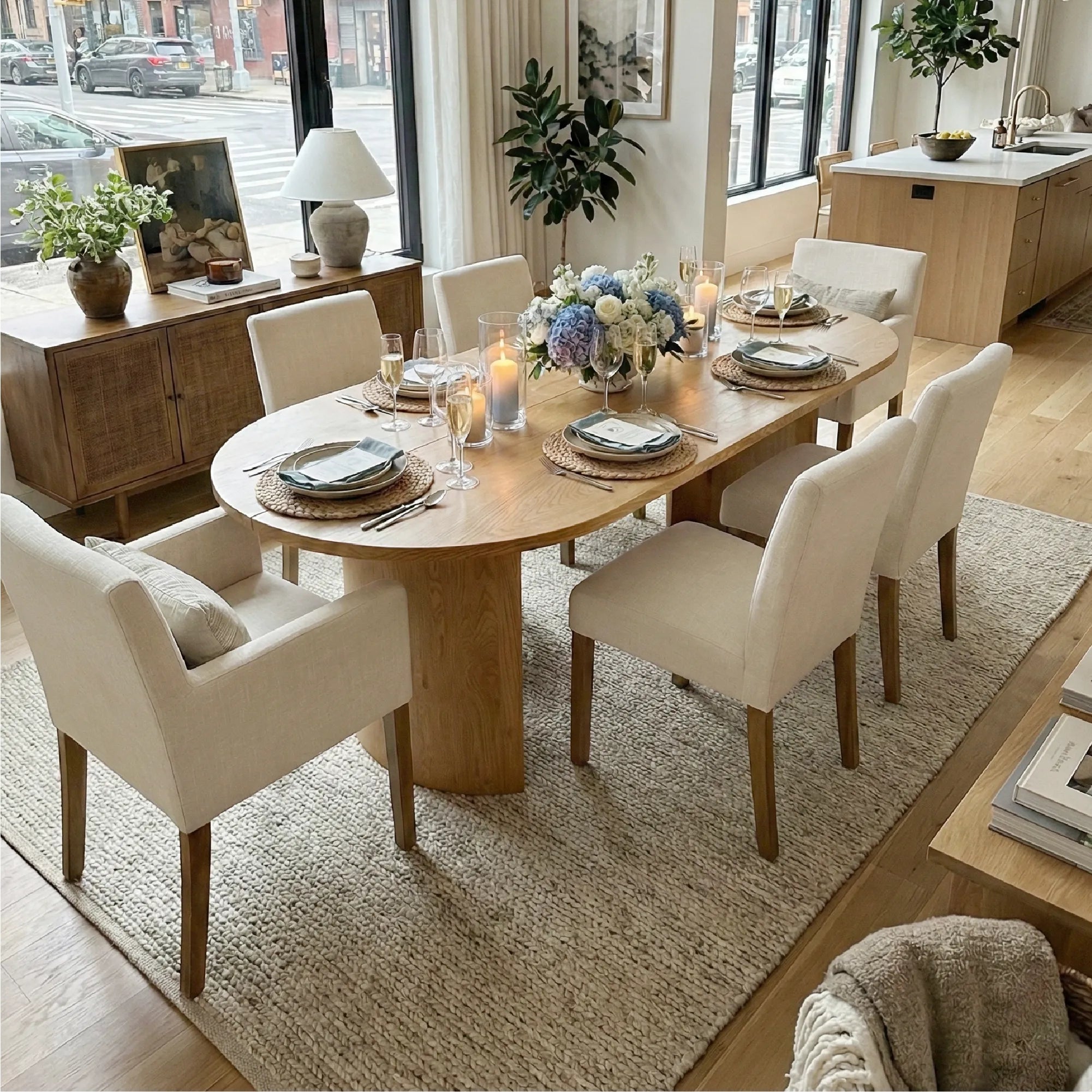 Dwen & North 79" Oval Dining Table Set for 6 (7-Piece)