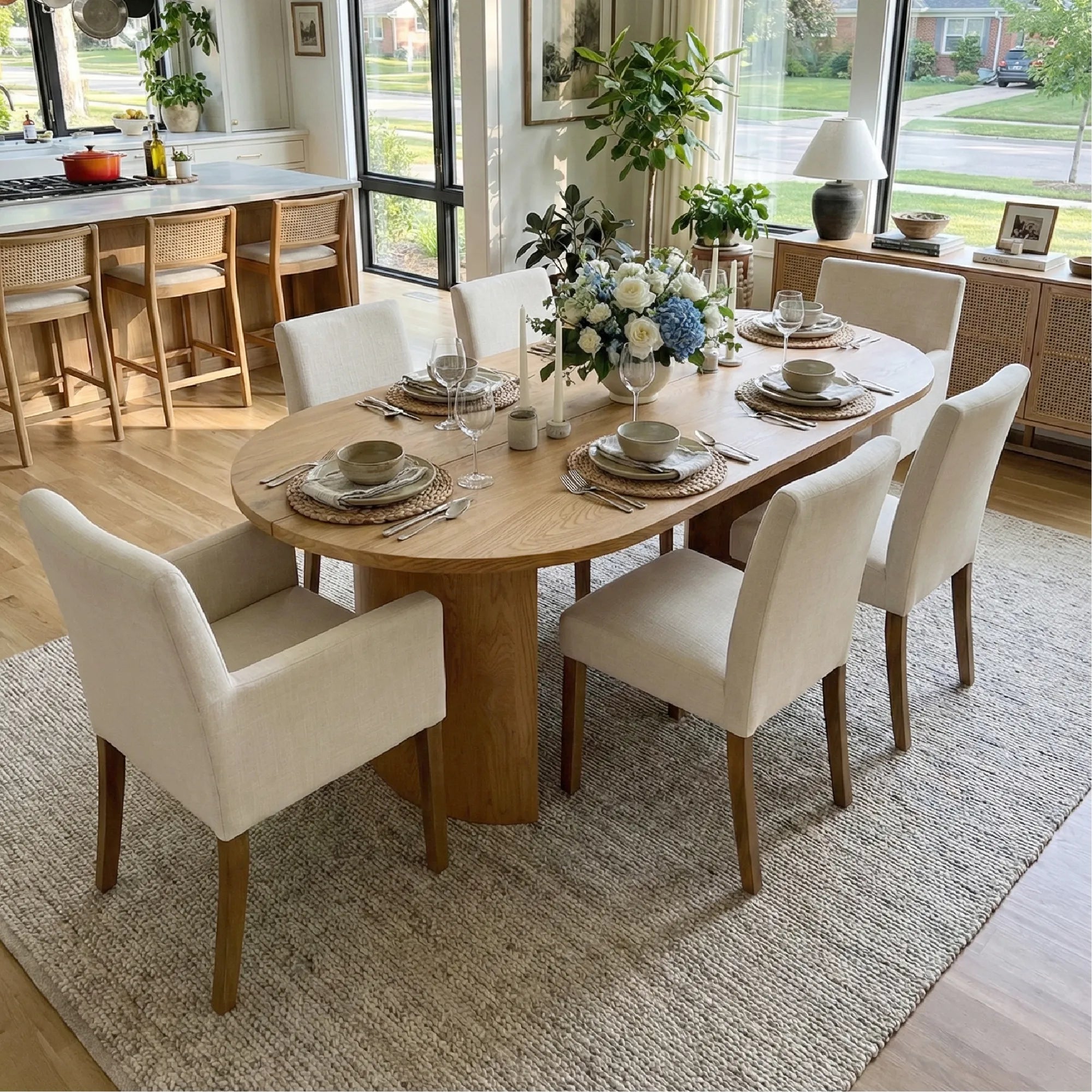 Dwen & North 79" Oval Dining Table Set for 6 (7-Piece)