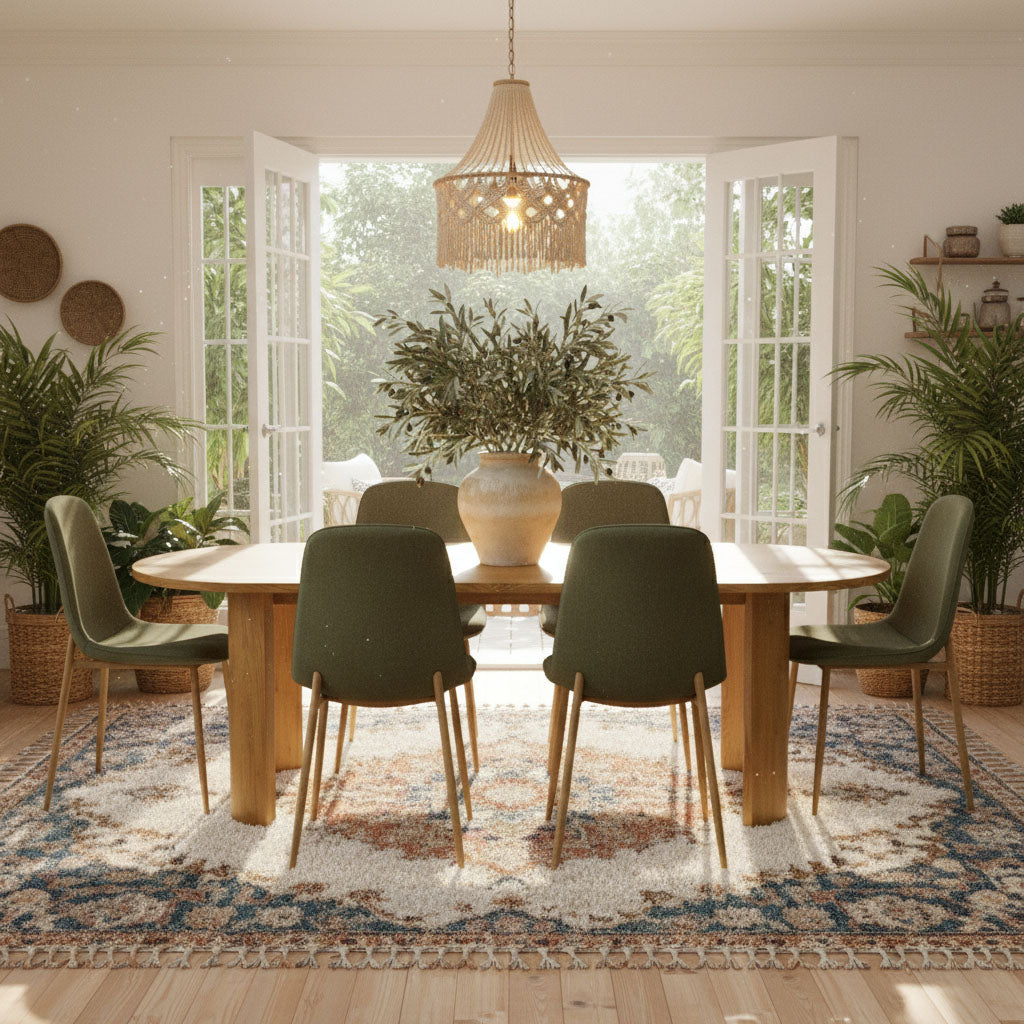 Dwen & Oslo 79" Oval Dining Table Set for 6 (7-Piece)