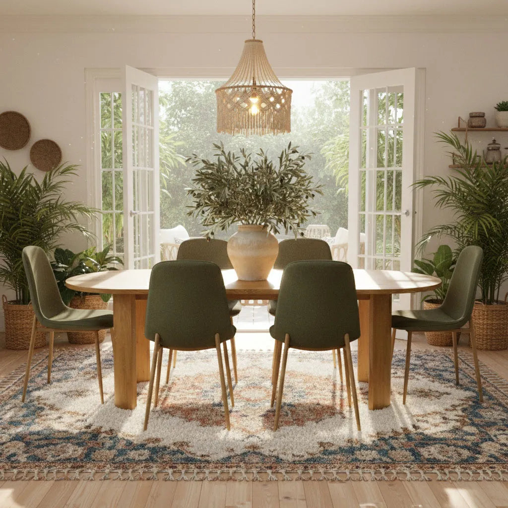 Dwen & Oslo 79" Oval Dining Table Set for 6 (7-Piece)