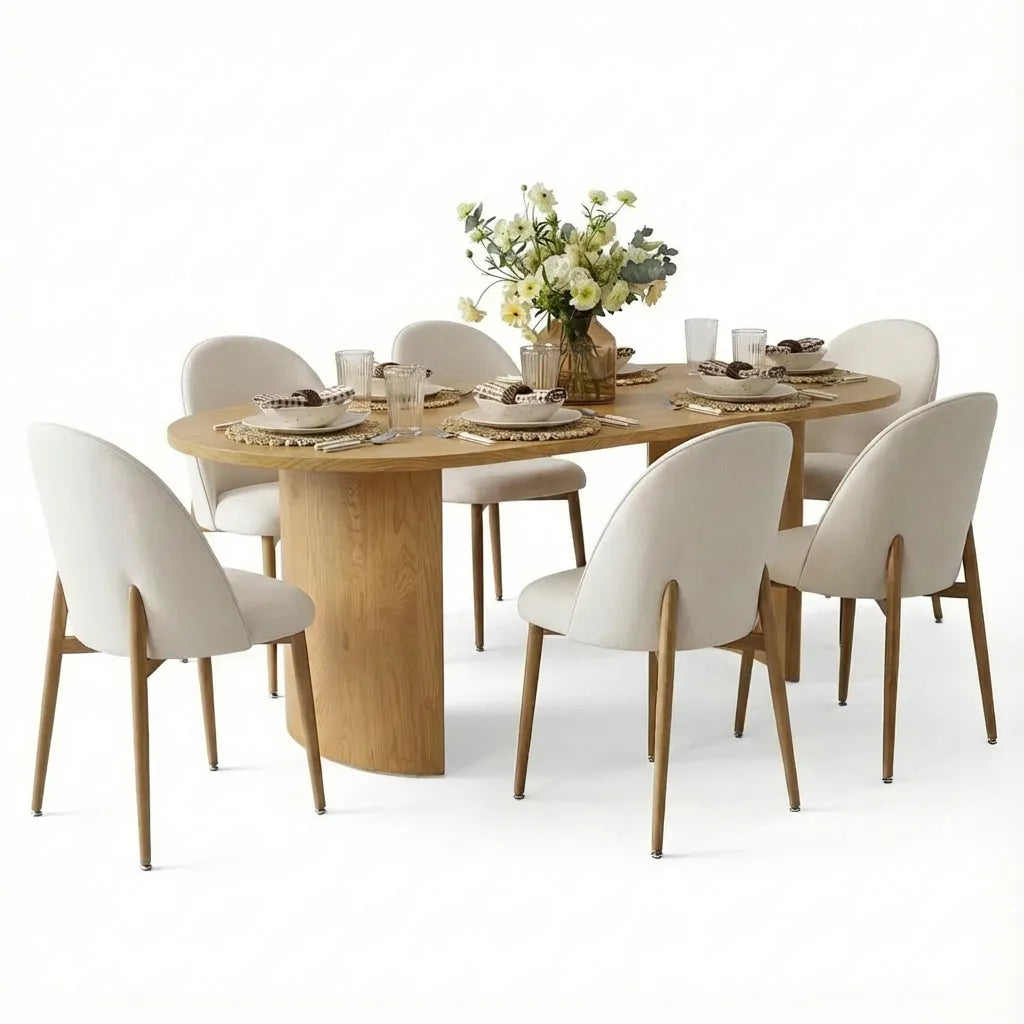 Dwen & Goteborg 79" Oval Dining Table Set for 6 (7-Piece)
