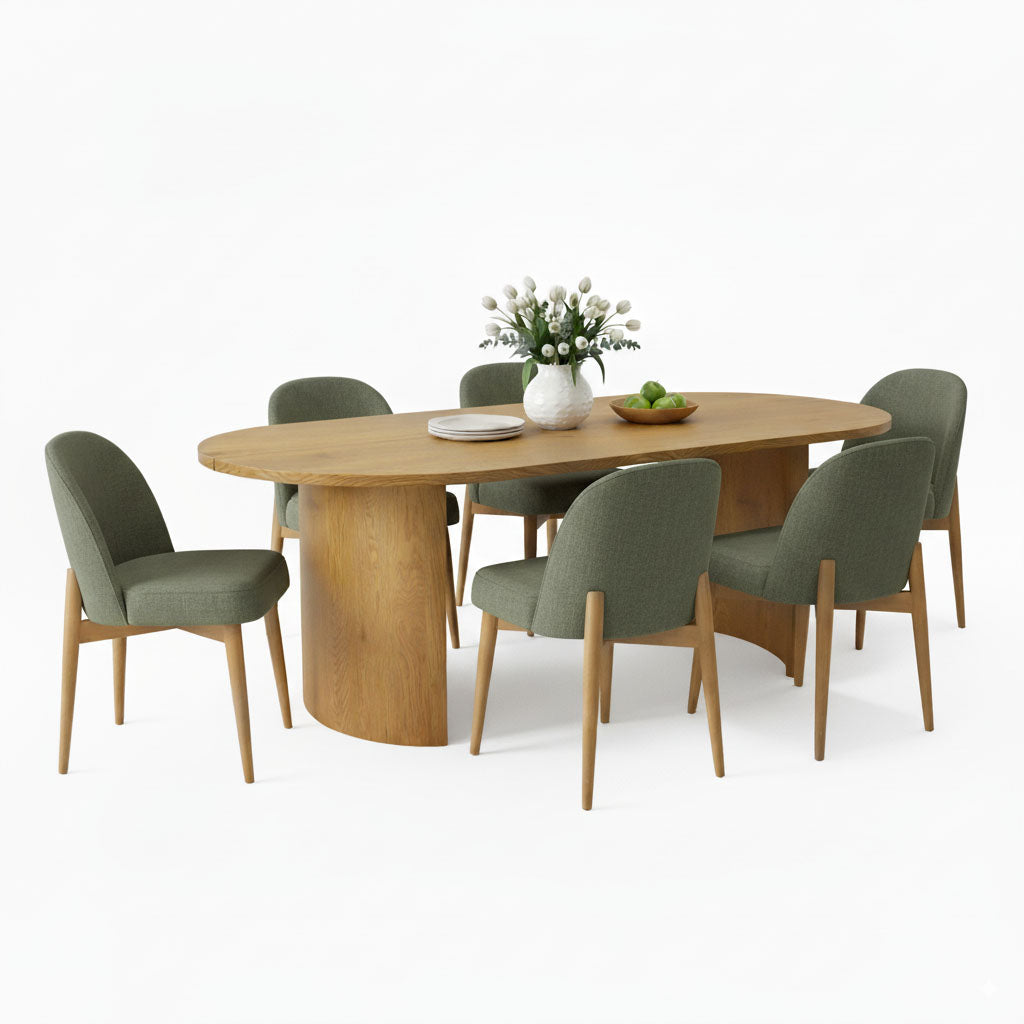 Dwen & Havana 79" Oval Dining Table Set for 6 (7-Piece)