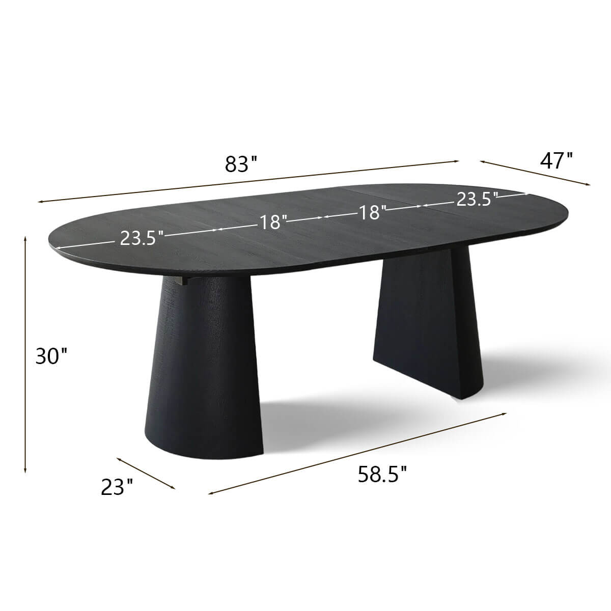 Dwen 47"-65"-83" Extendable Oval Dining Table – 3-in-1 Design