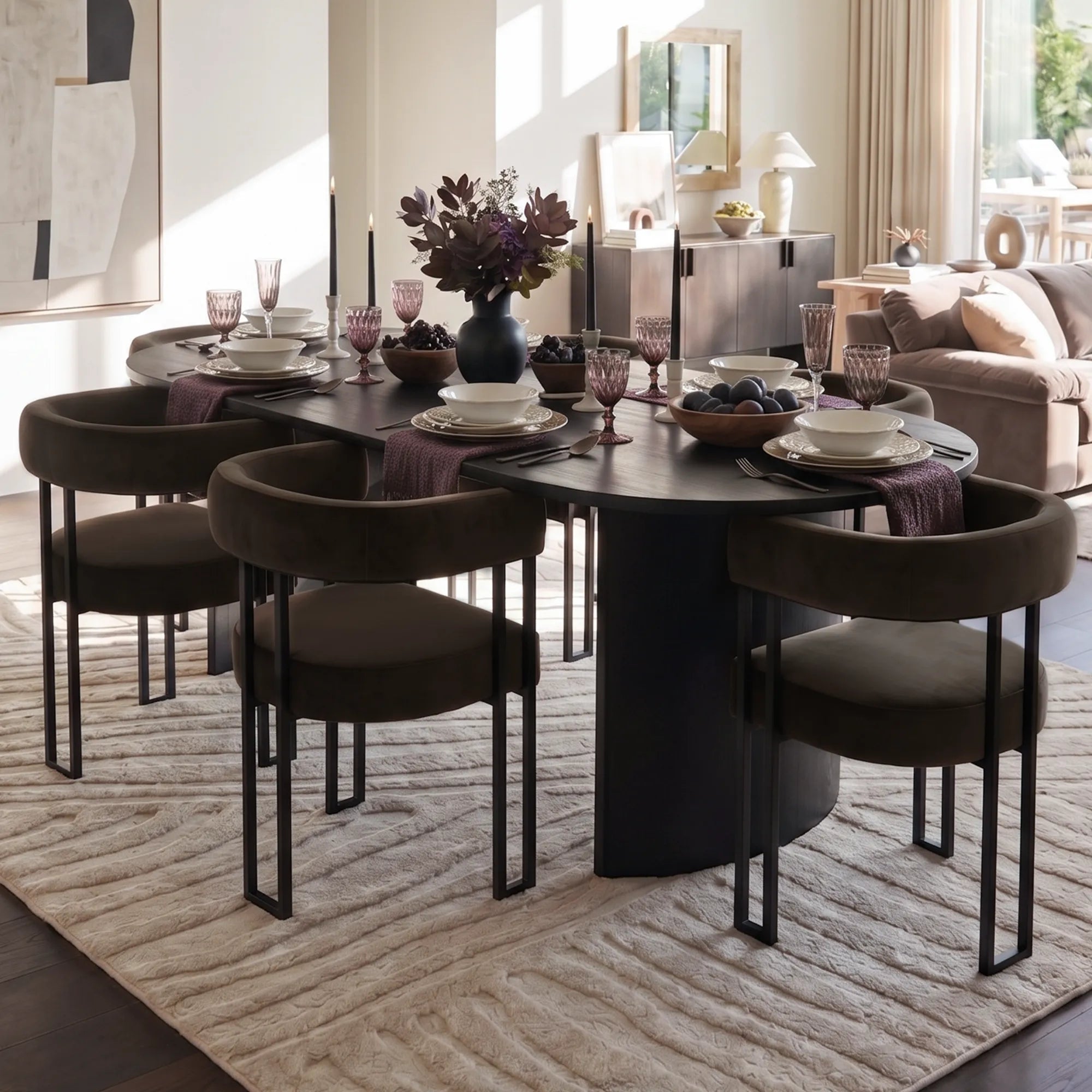 Dwen & Mia 79" Oval Dining Table Set for 6 (7-Piece)