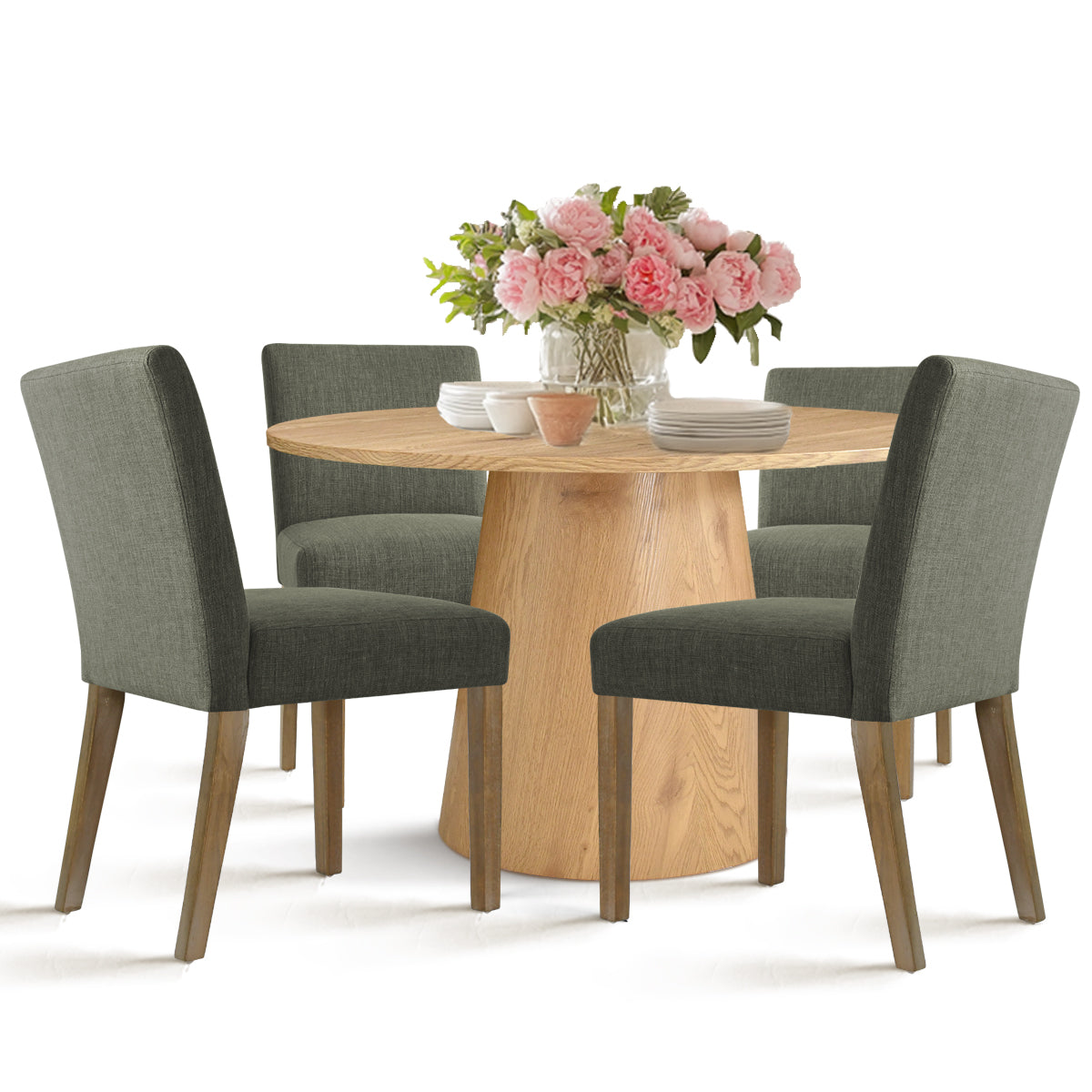 Dwen & North 46" Modern Round Dining Table Set for 4 (5-Piece)