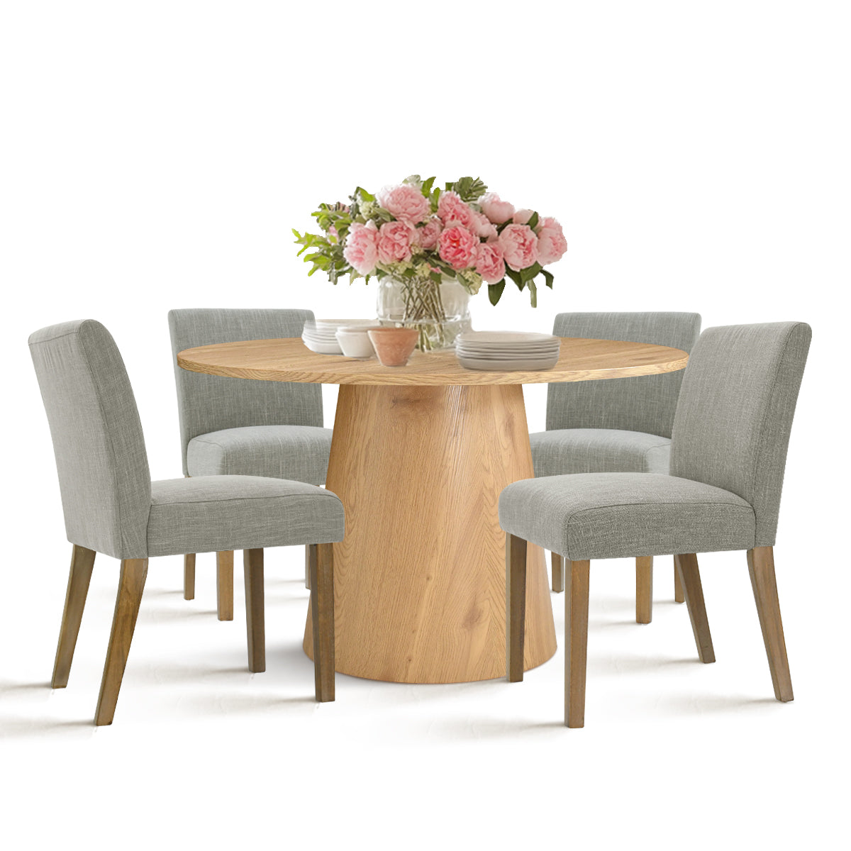 Dwen & North 46" Modern Round Dining Table Set for 4 (5-Piece)