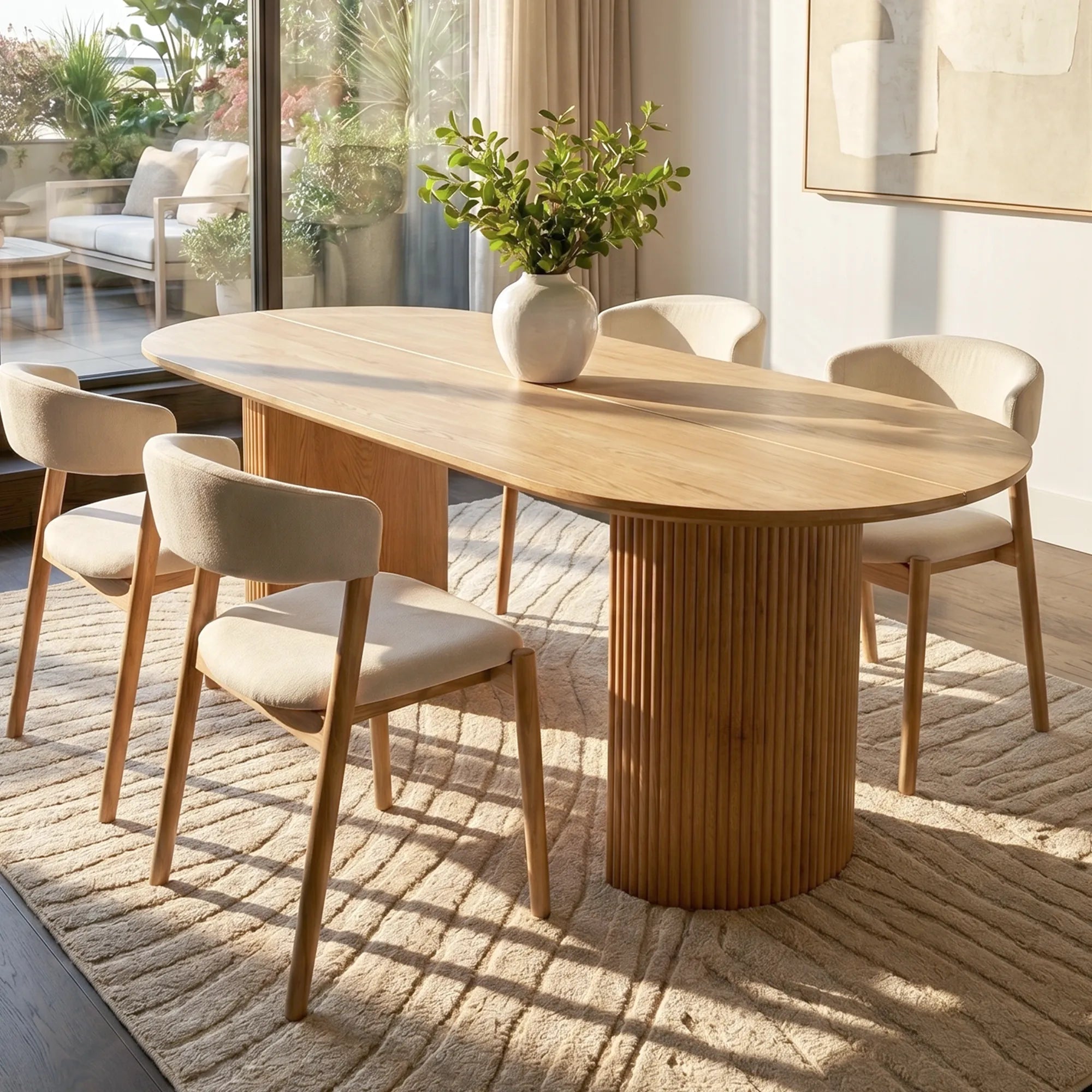 Dwen 79 Roman Pillar Oval Dining Table (Oak/Black) Dwen 79 Roman Pillar Oval Dining Table (Oak/Black)