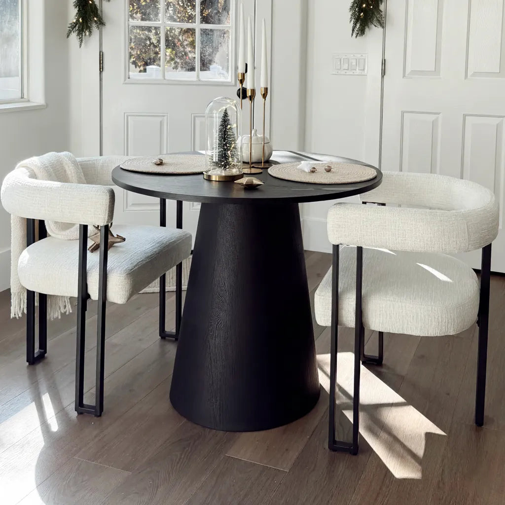 Mia Upholstered Chenille Dining Chair with Arms (Set of 2)