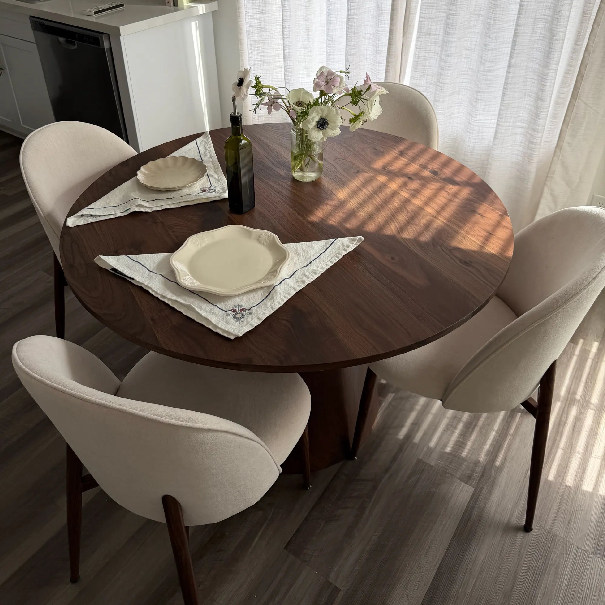 Goteborg Upholstered Dining Chair with Walnut legs (Set of 4)