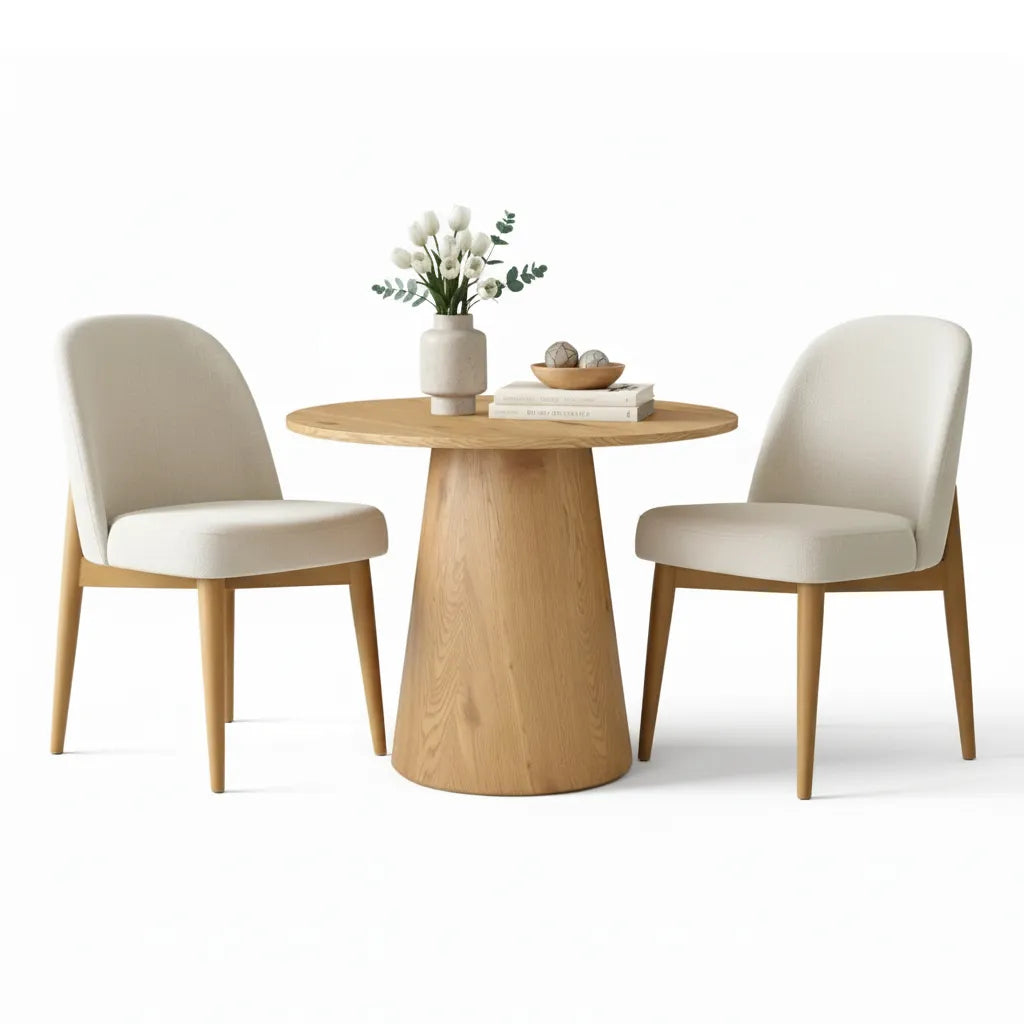 Dwen & Havana 35" Modern Round Dining Table Set for 2 (3-Piece)