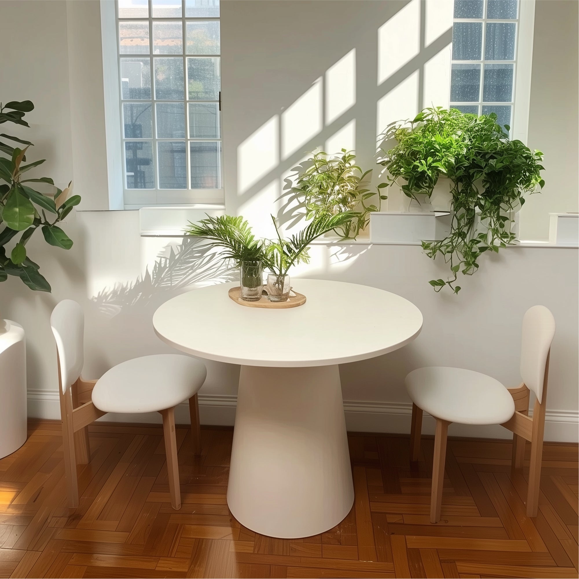 Dwen 35" Modern Round Pedestal Dining Table