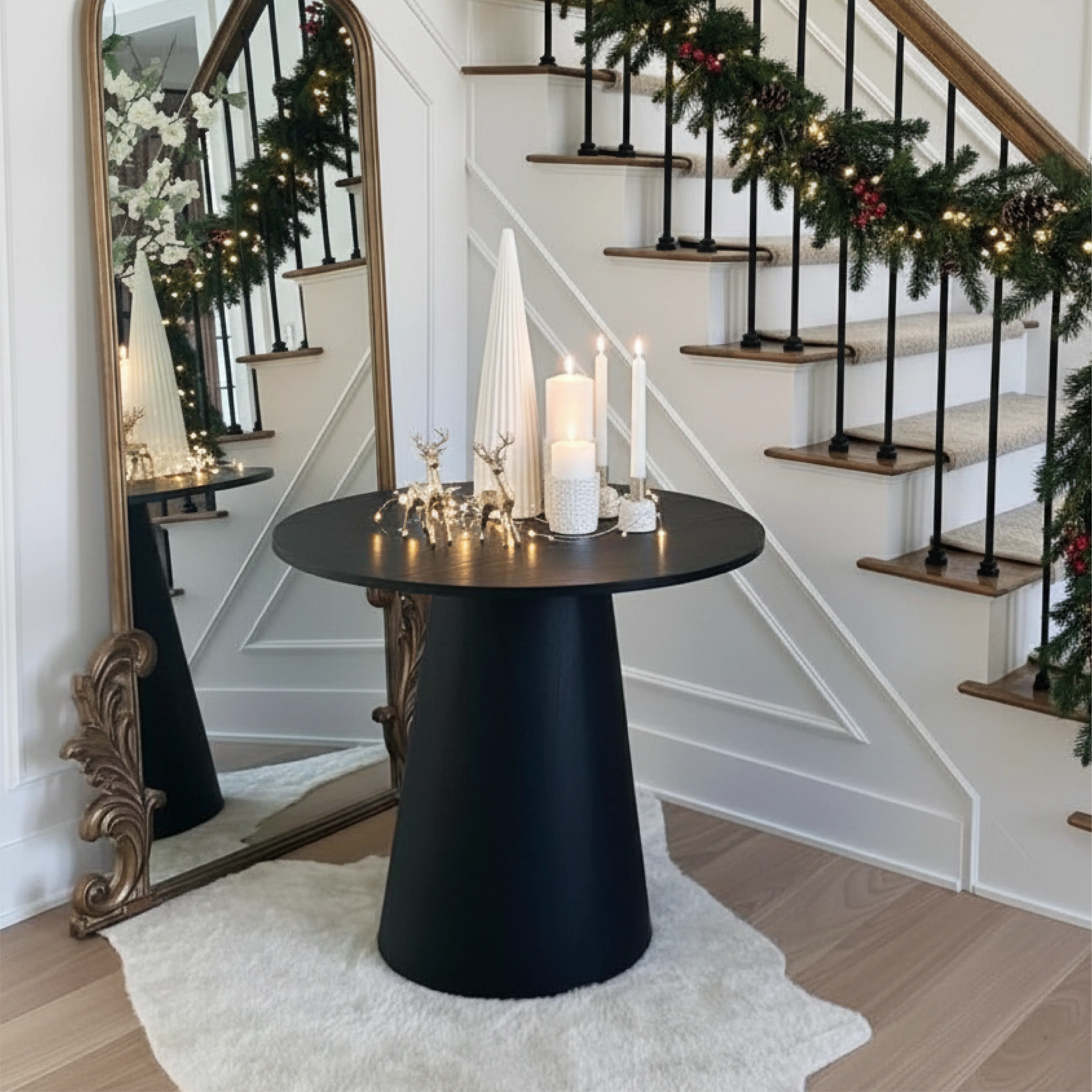 Dwen 35" Modern Round Pedestal Console Table