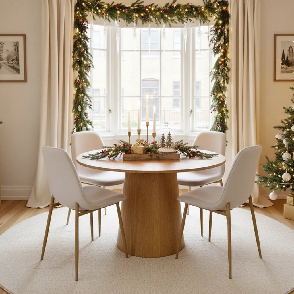 Dwen & Oslo 46" Round Dining Table Set for 4 (5-Piece)