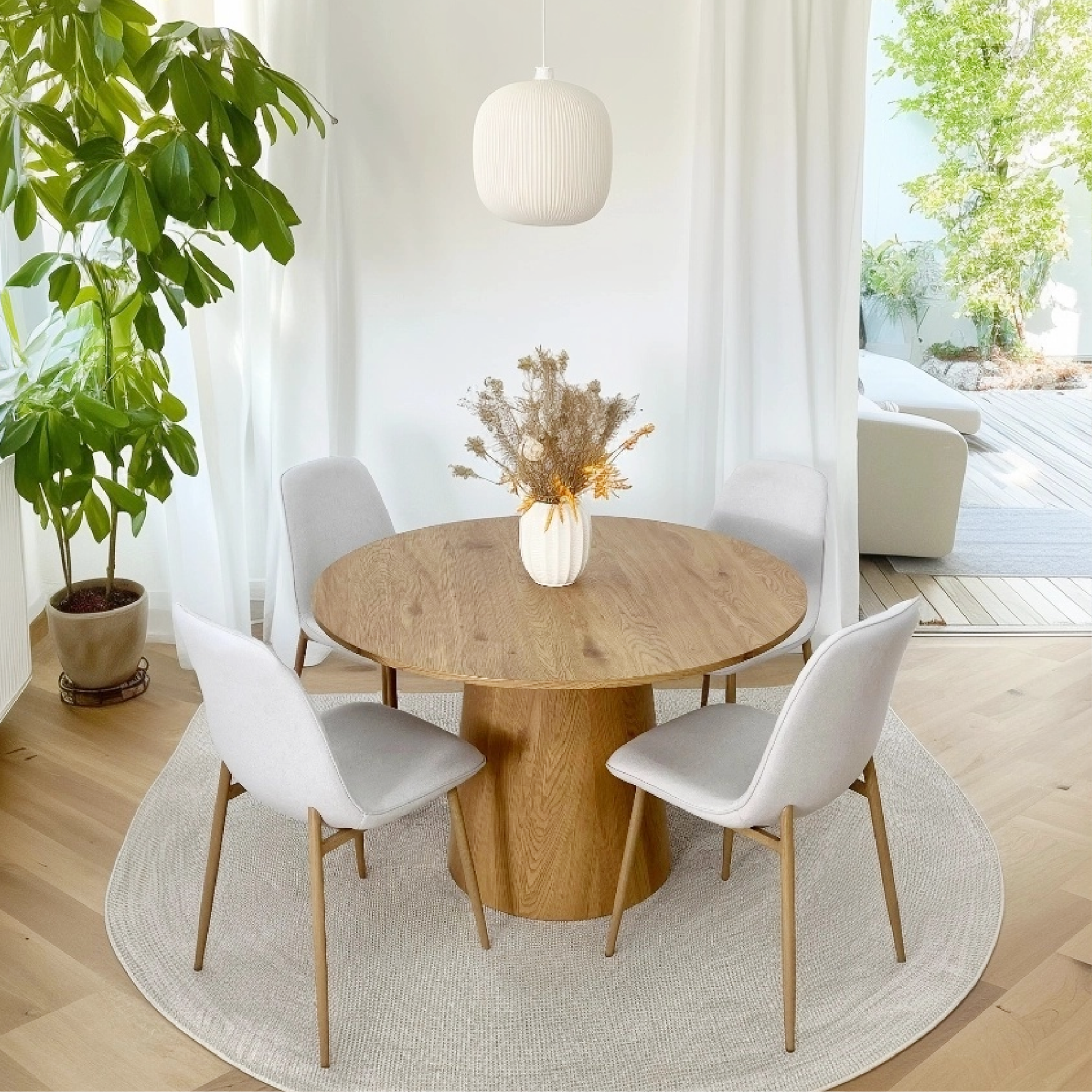 Dwen & Oslo 46" Round Dining Table Set for 4 (5-Piece)