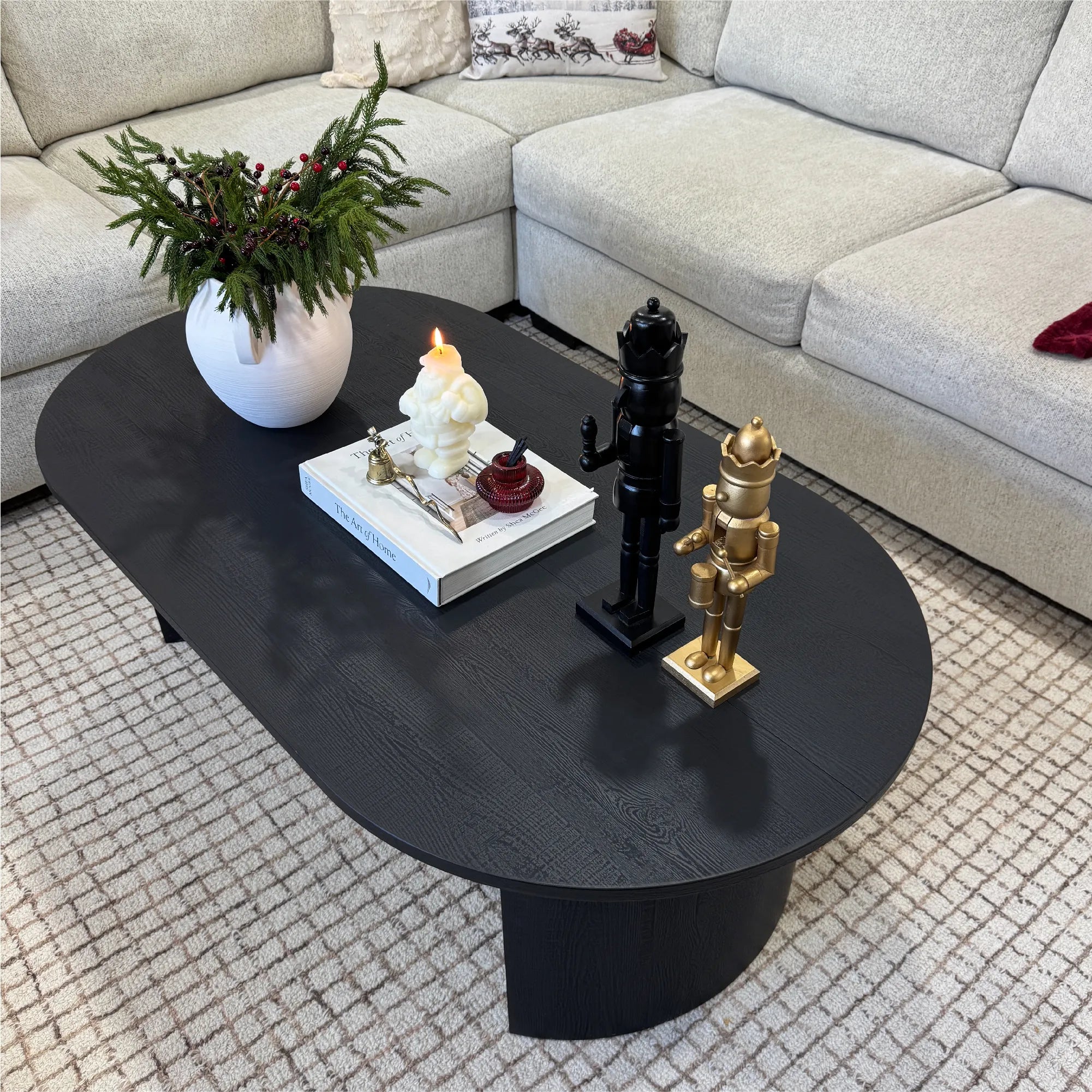 Dwen 51" Black Large Oval Coffee Table