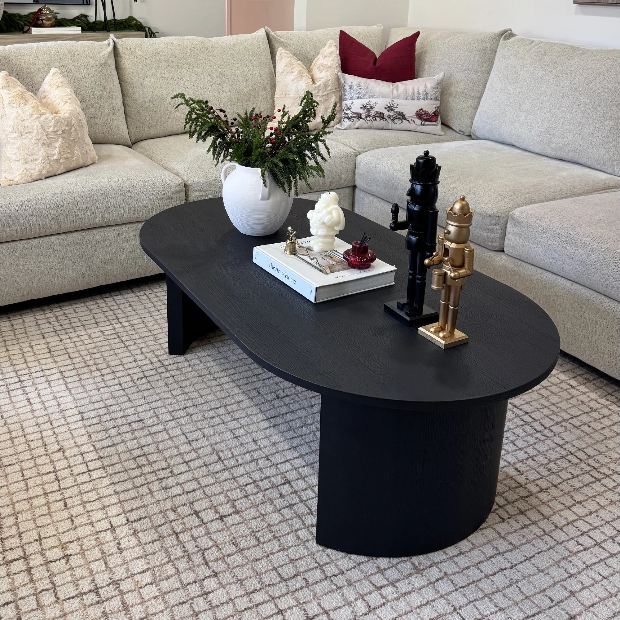 Dwen 51" Black Large Oval Coffee Table