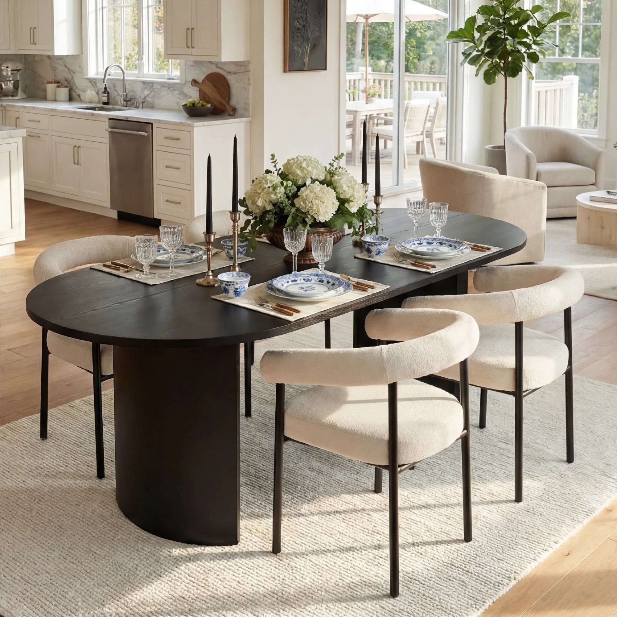 Dwen & New York 79" Oval Dining Table Set for 4 (5-Piece)