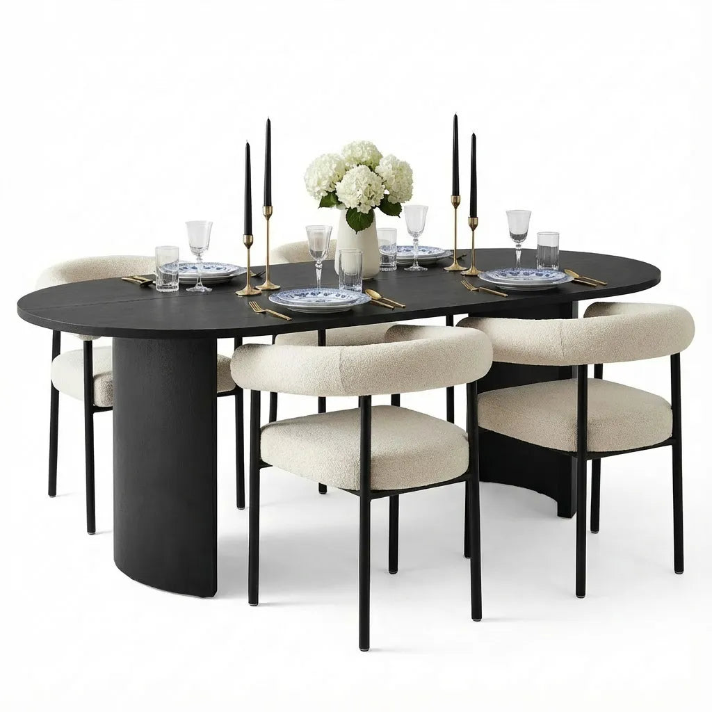 Dwen & New York 79" Oval Dining Table Set for 4 (5-Piece)