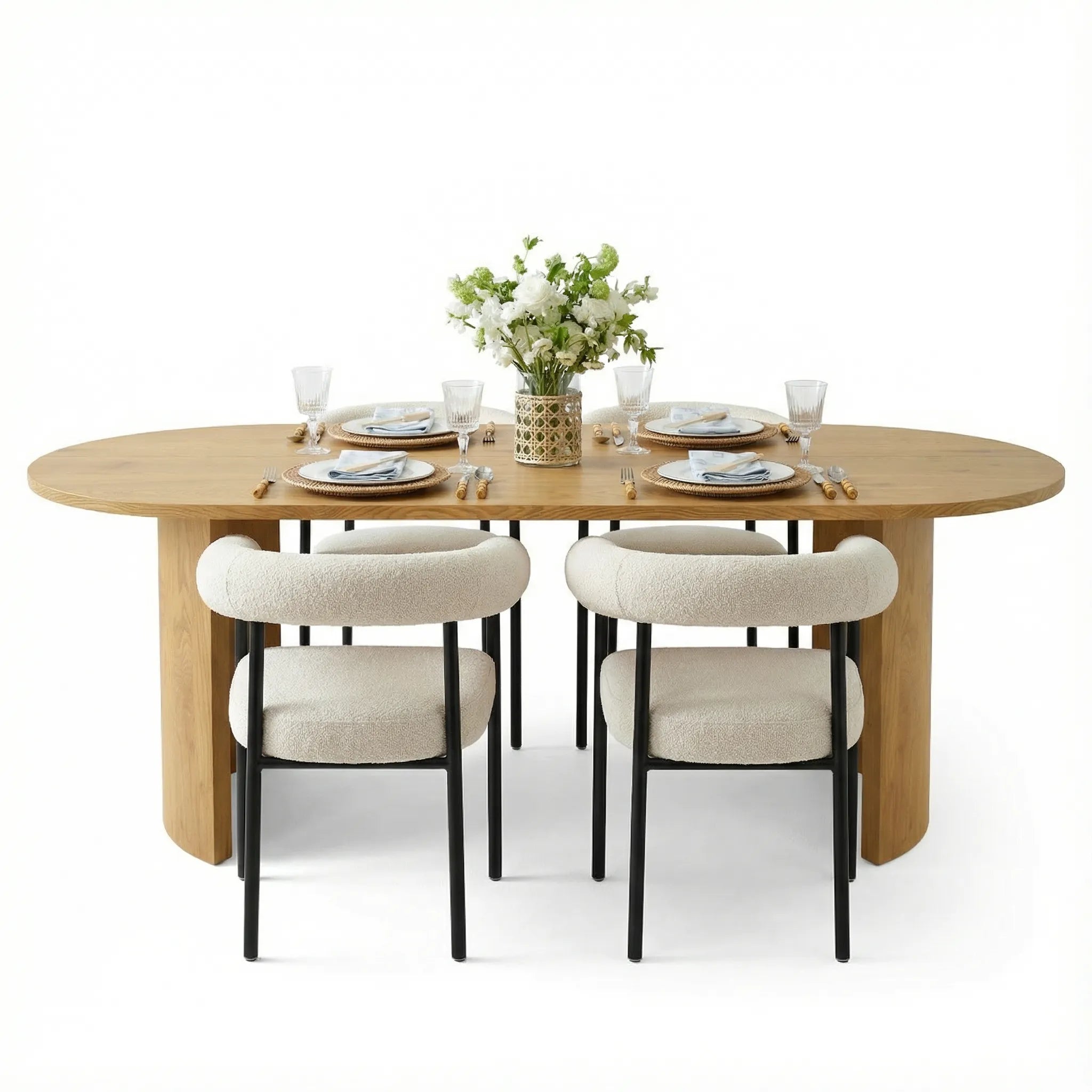 Dwen & New York 79" Oval Dining Table Set for 4 (5-Piece)