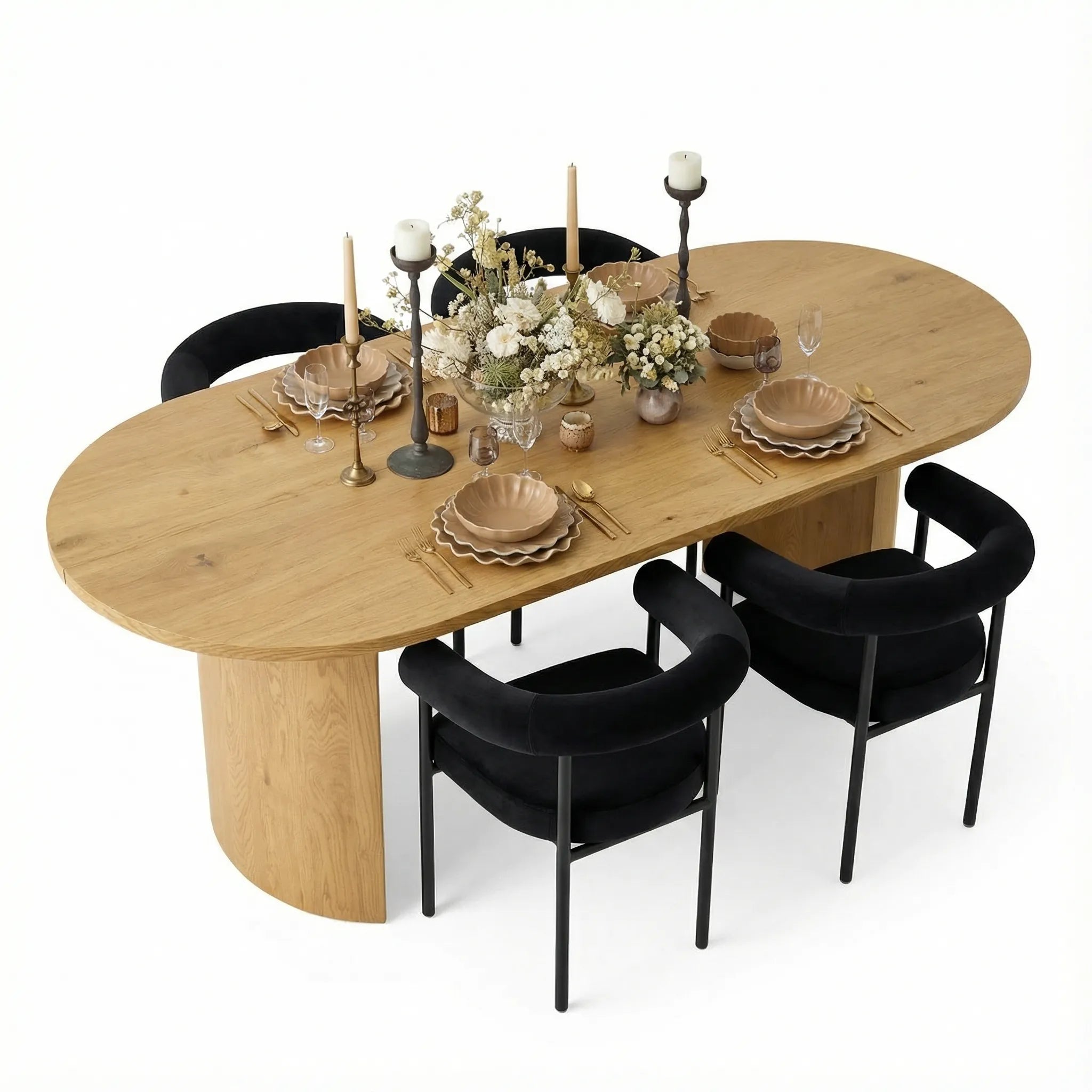Dwen & New York 79" Oval Dining Table Set for 4 (5-Piece)