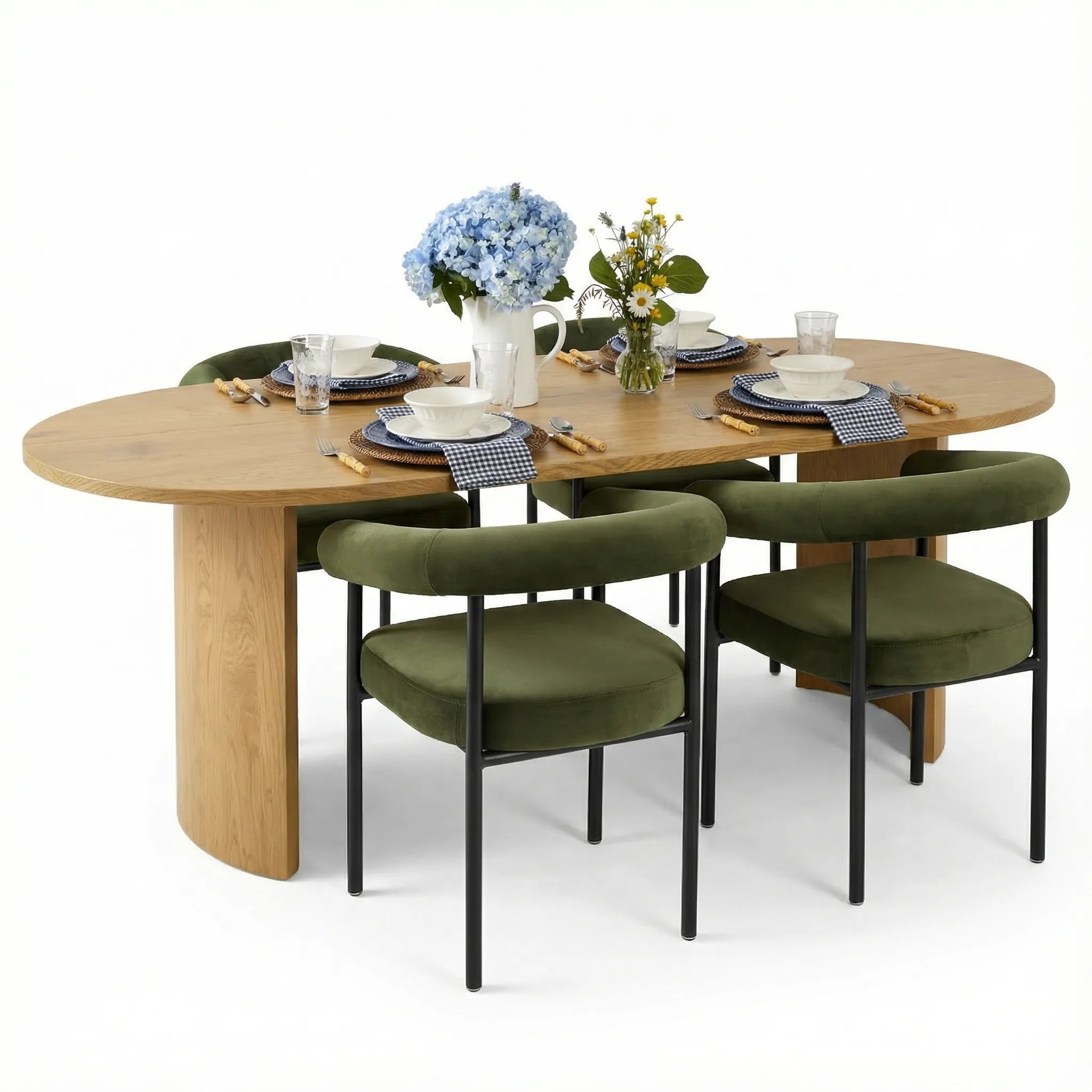 Dwen & New York 79" Oval Dining Table Set for 4 (5-Piece)