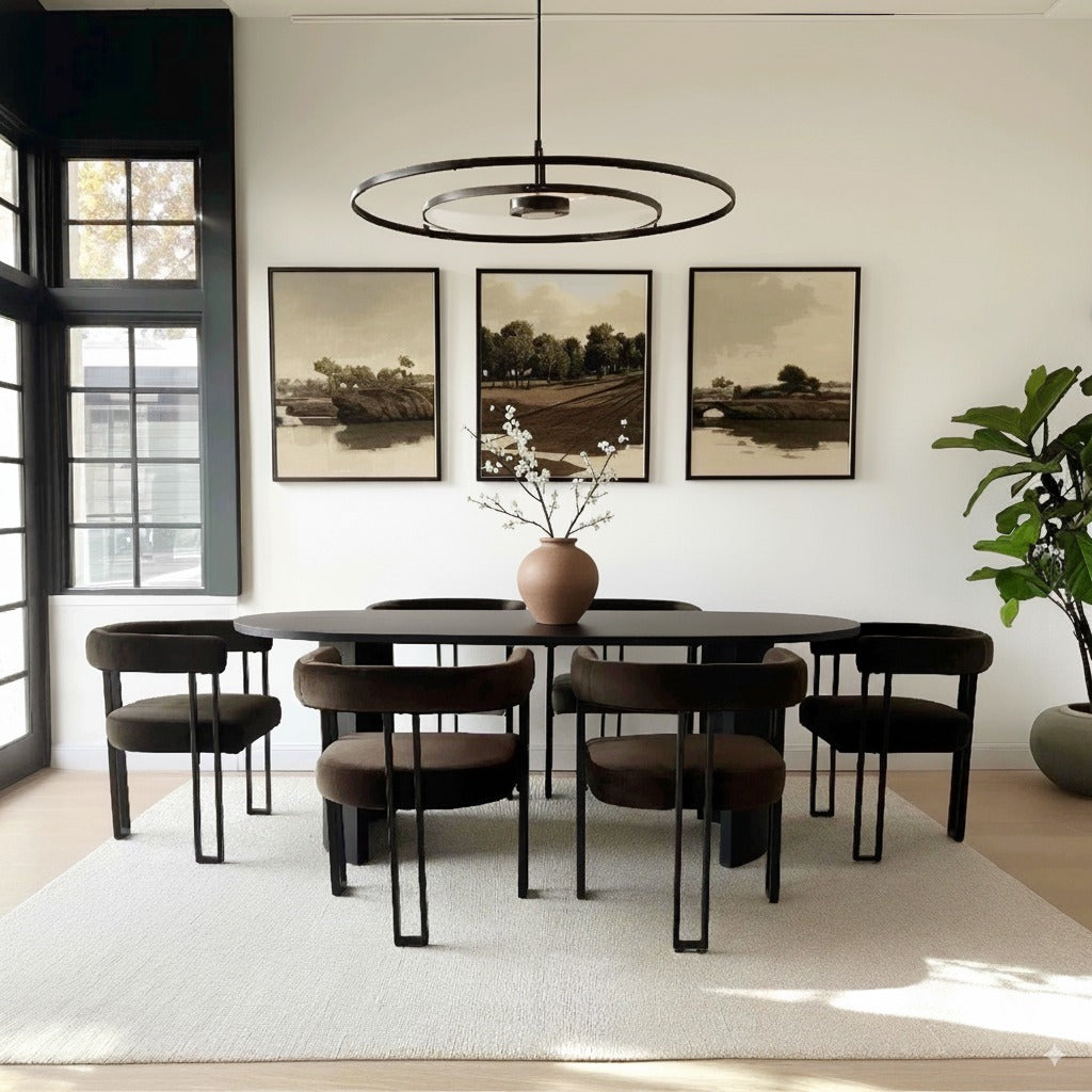 Dwen & Mia 79" Velvet Oval Dining Table Set for 6 (7-Piece)