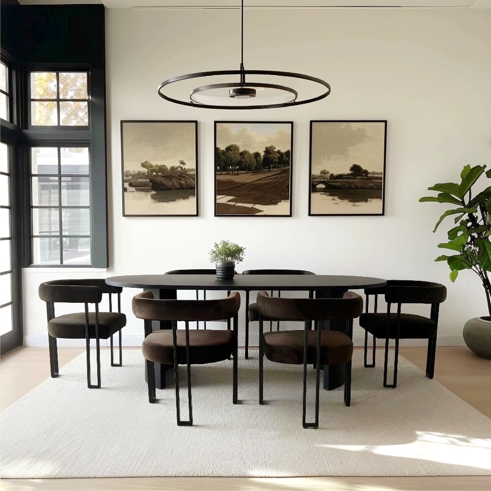 Dwen & Mia 79" Velvet Oval Dining Table Set for 6 (7-Piece)