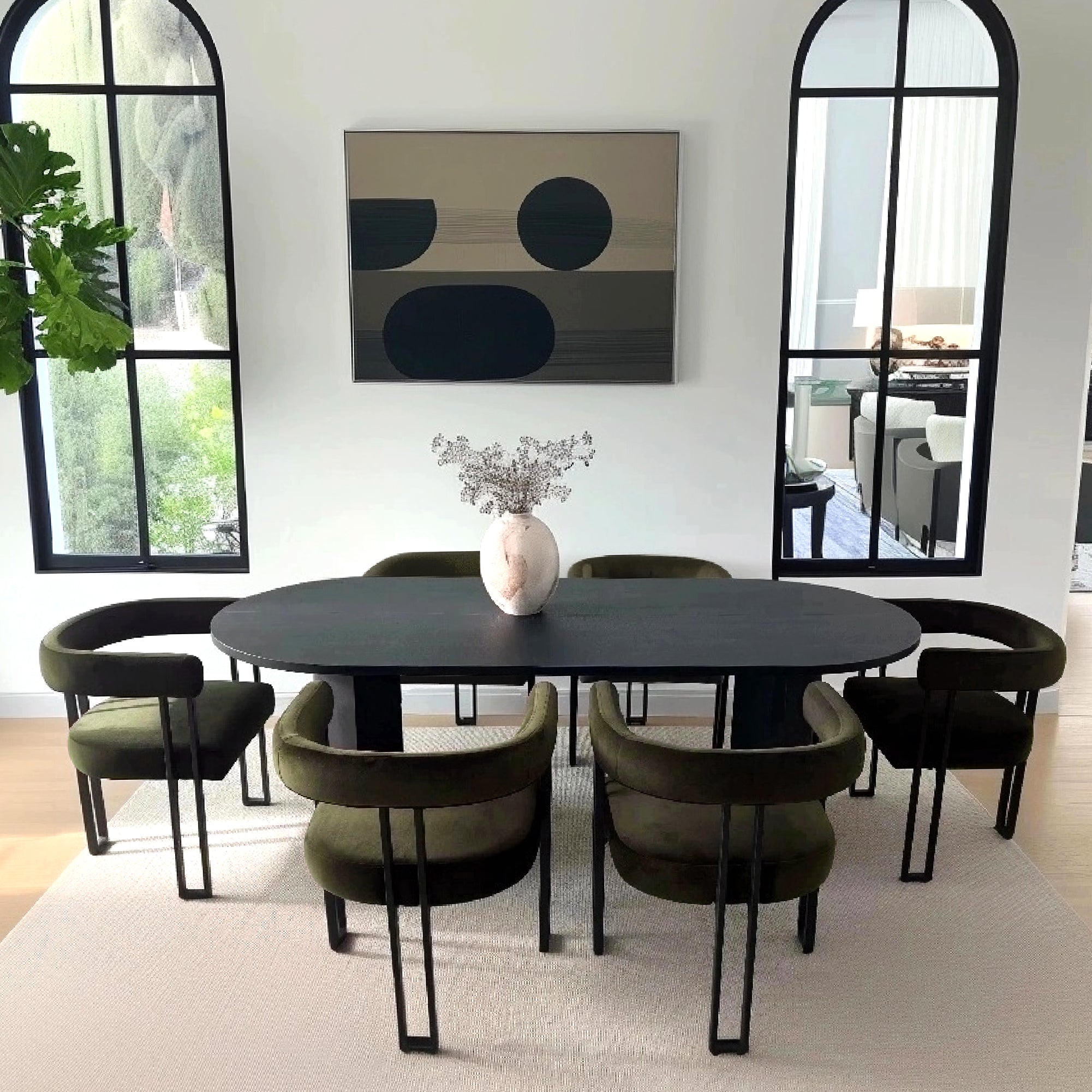 Dwen & Mia 79" Velvet Oval Dining Table Set for 6 (7-Piece)