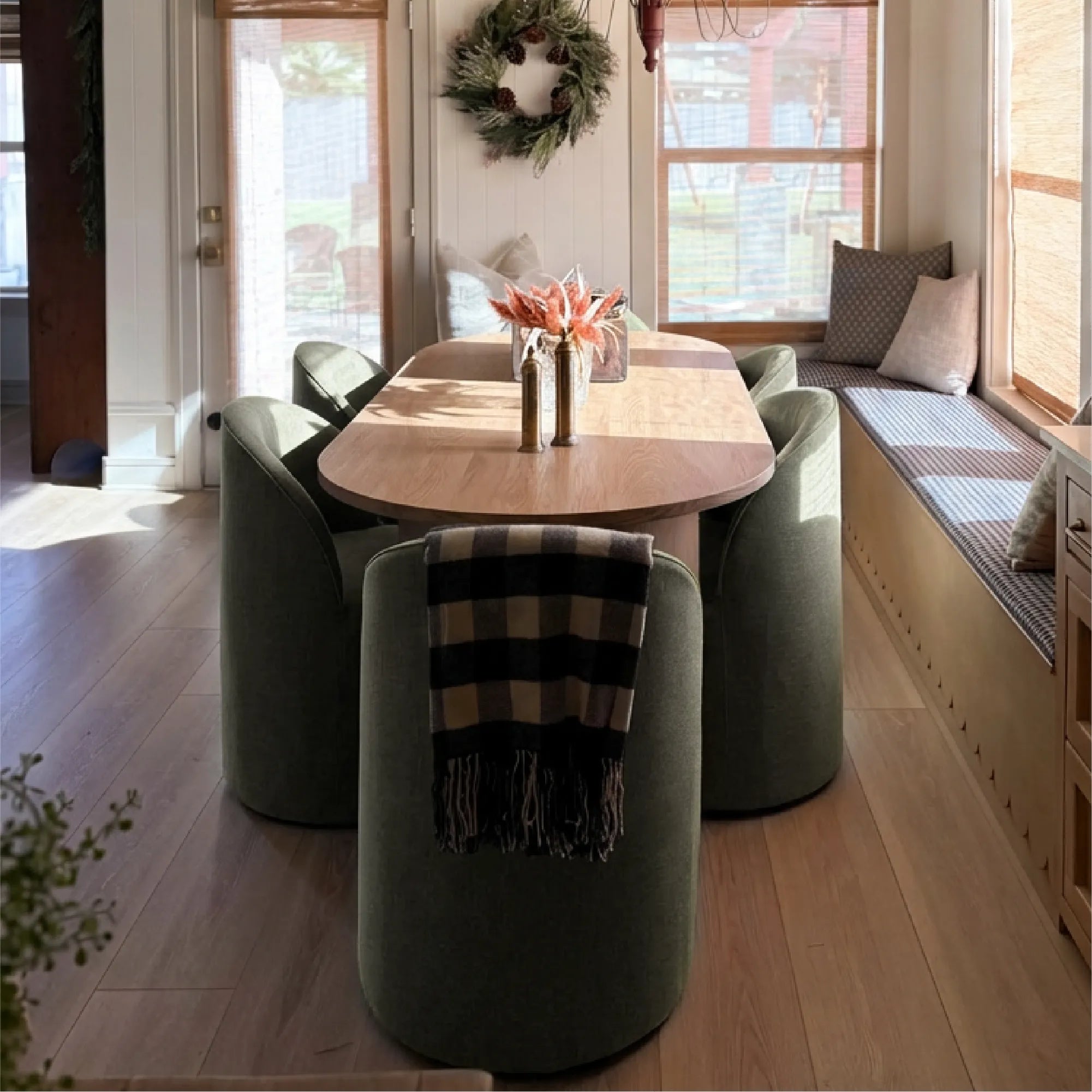 Dwen & Doris 79" Natural Oval Dining Table Set for 6 (7-Piece)