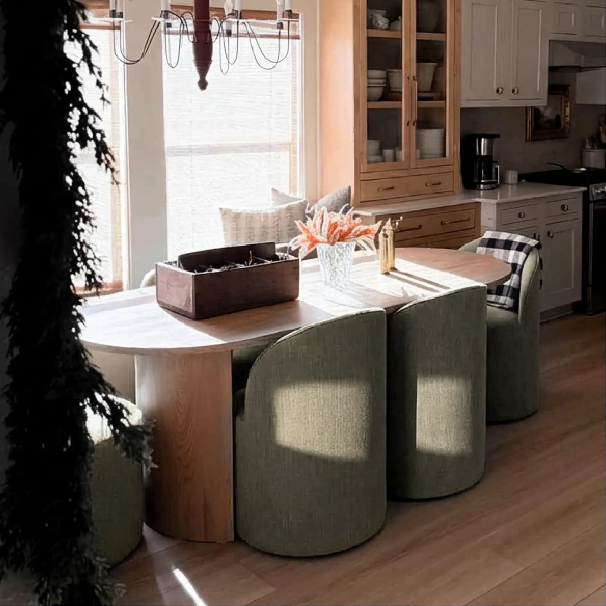 Dwen & Doris 79" Natural Oval Dining Table Set for 6 (7-Piece)