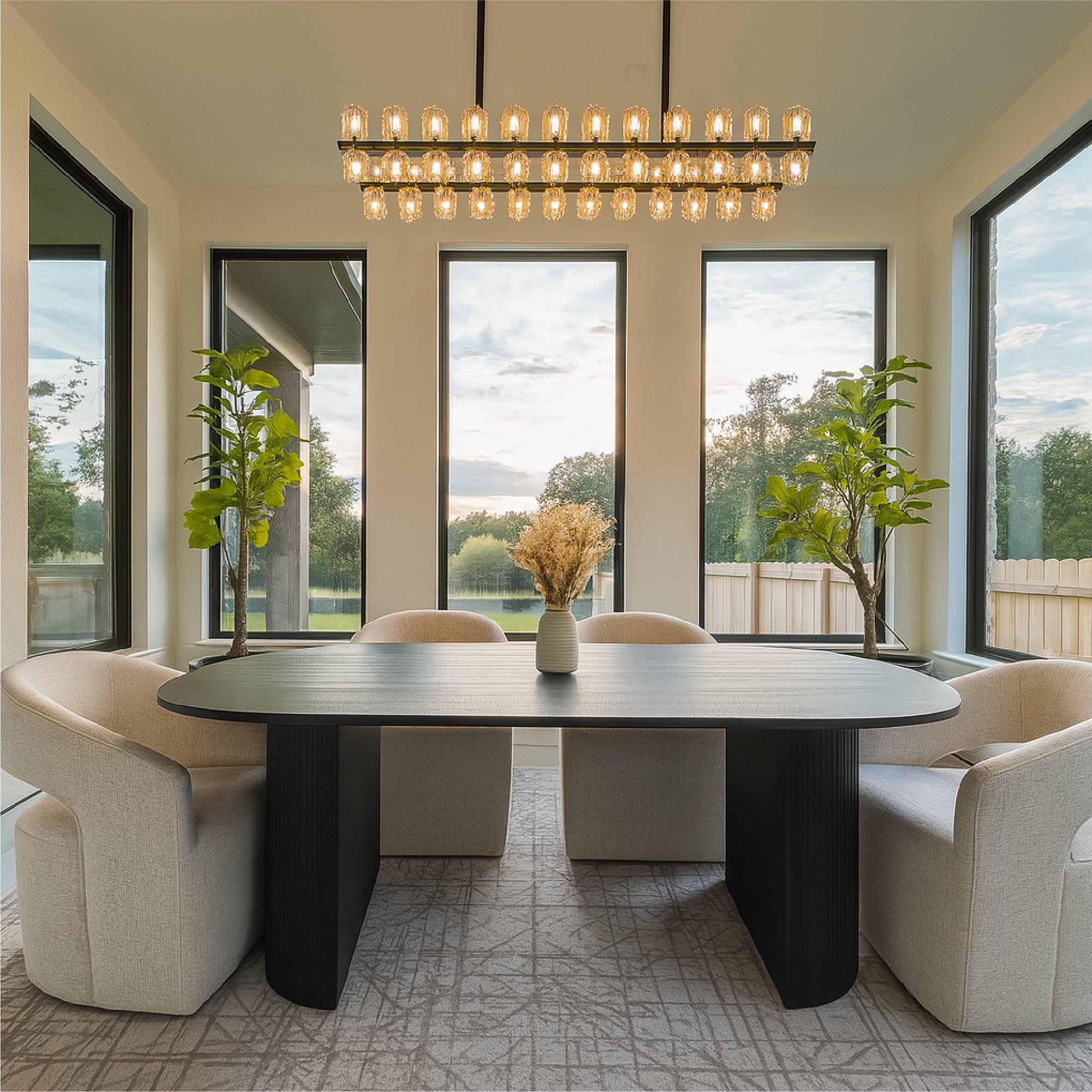 Dwen 79" Modern Large Roman Pillar Oval Dining Table