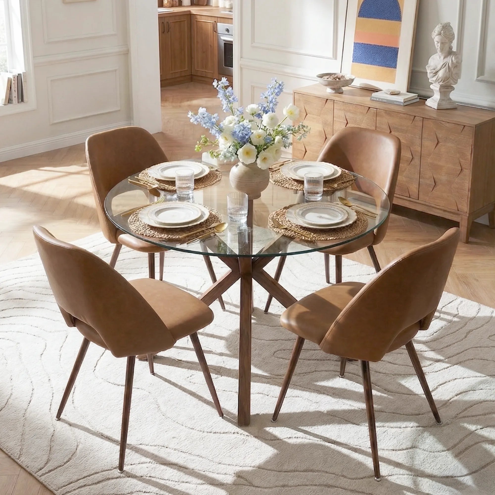 Edwin Modern Faux Leather Dining Chair (Set of 4)