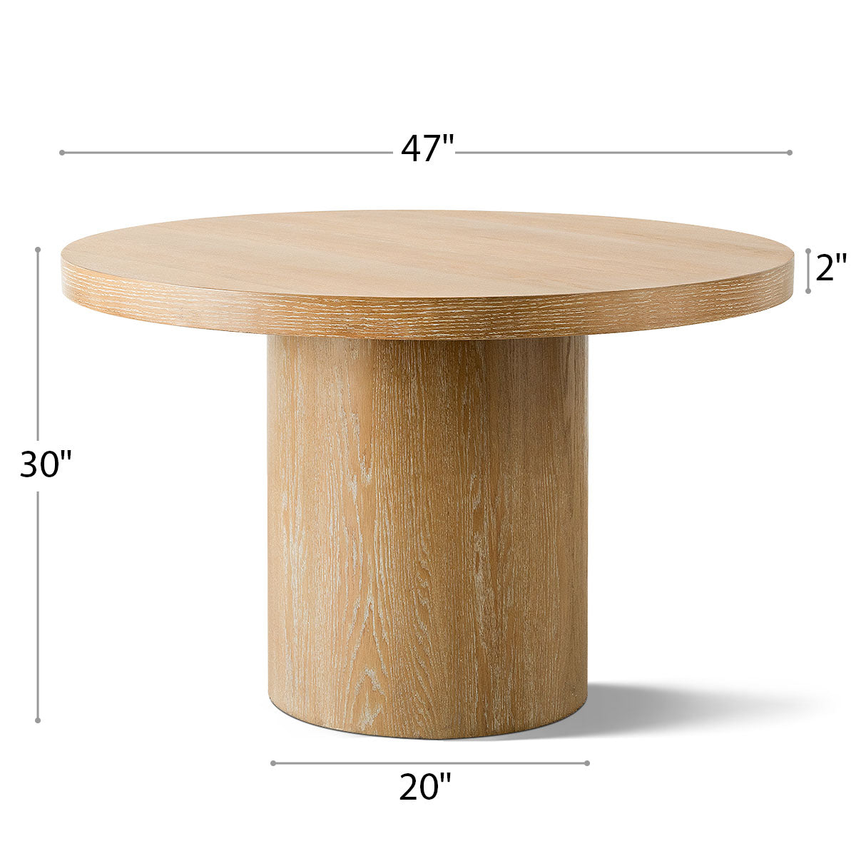 Elon 47" Solid Oak Round Pedestal Dining Table