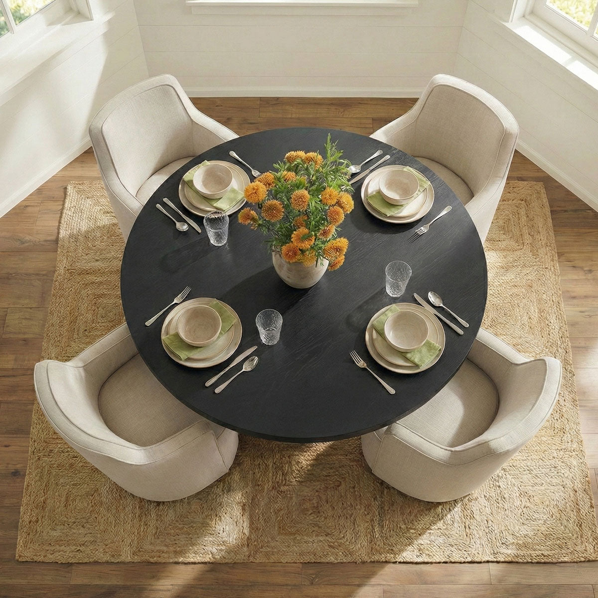 Elon 47" Solid Oak Round Pedestal Dining Table