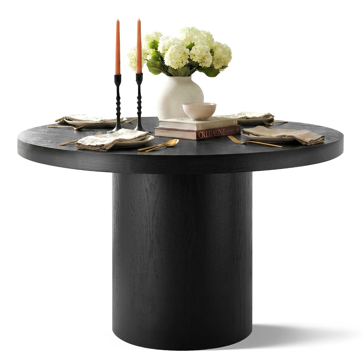 Elon 47" Solid Oak Round Pedestal Dining Table