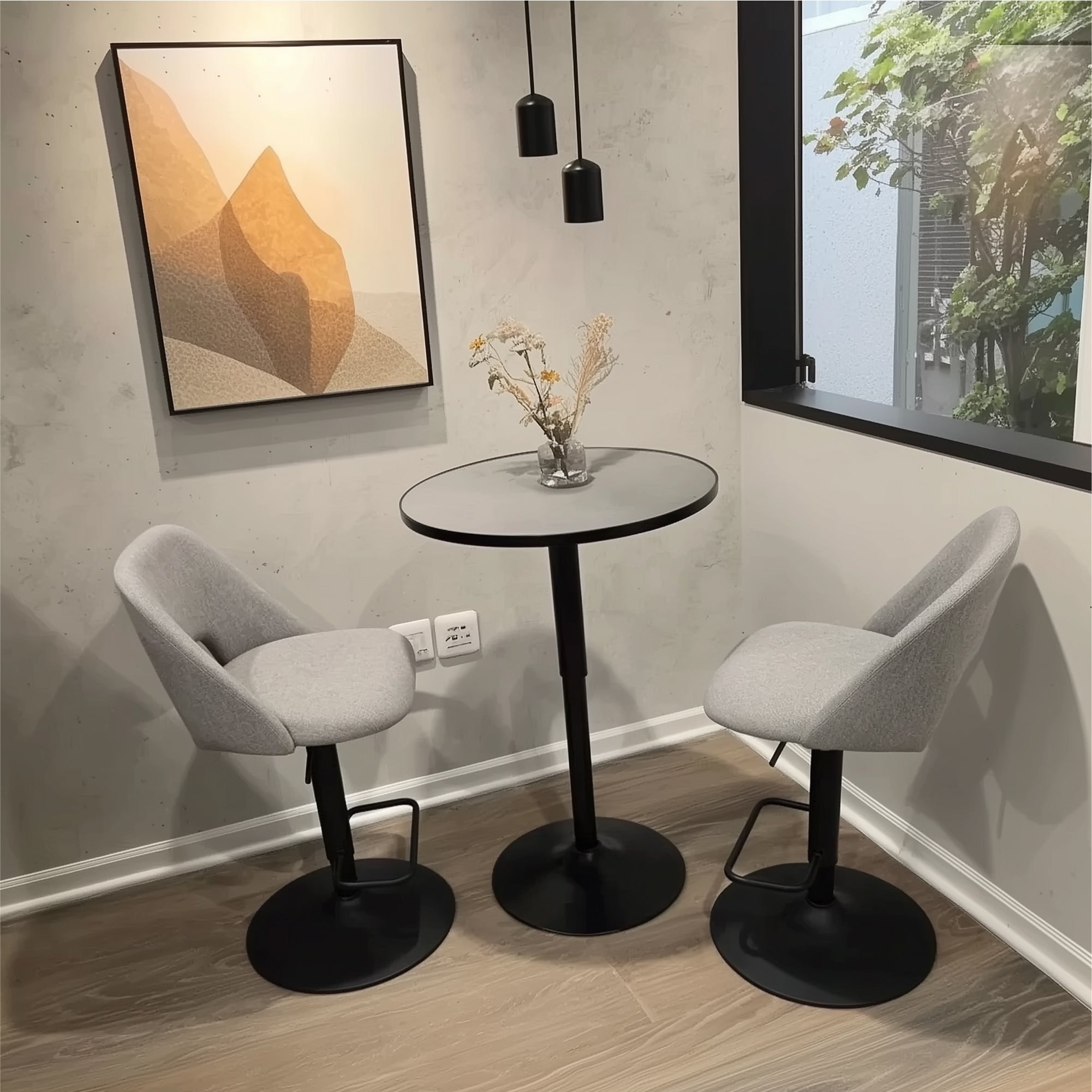 Edwin Upholstered Swivel Adjustable Counter Stool (Set of 2)