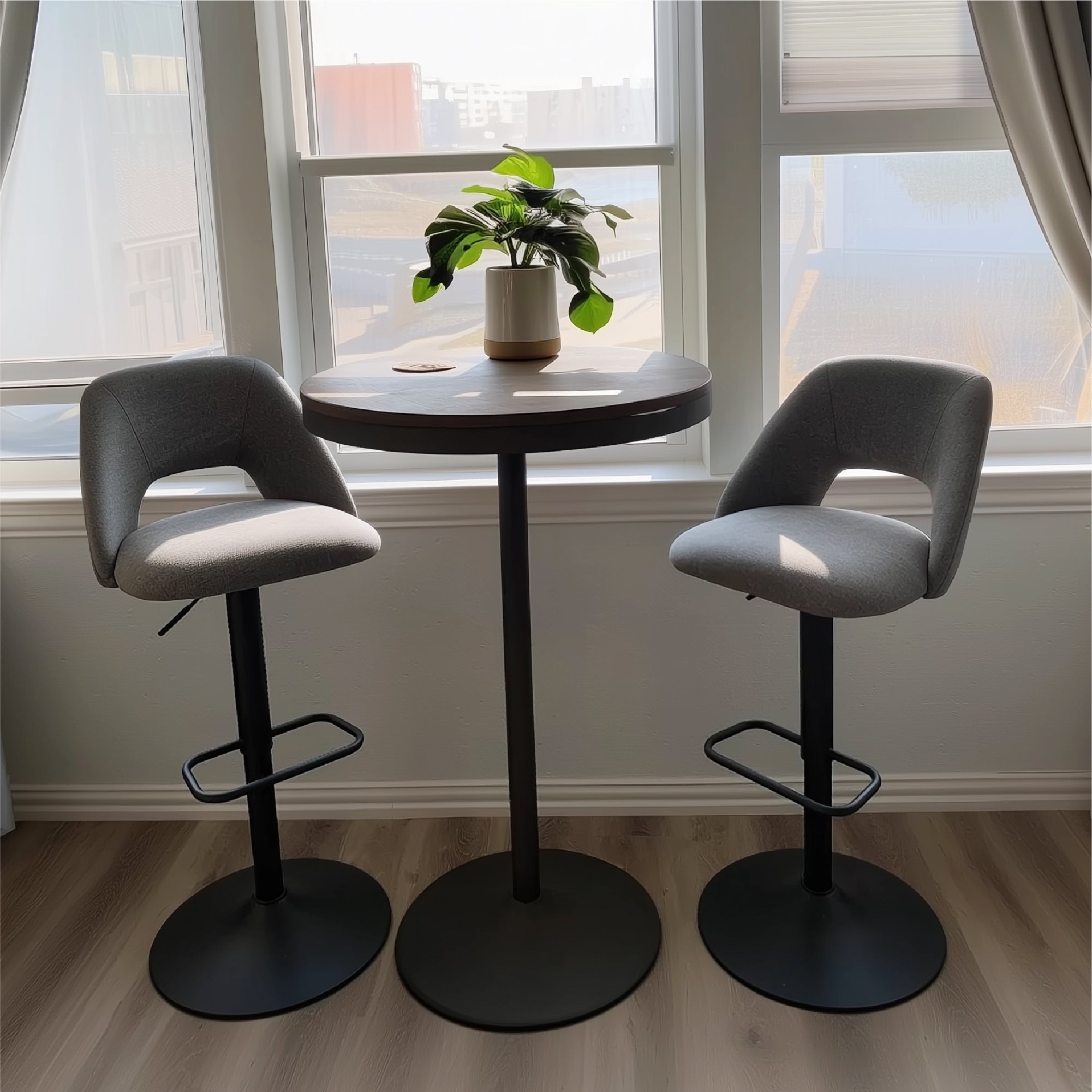 Edwin Upholstered Swivel Adjustable Counter Stool (Set of 2)