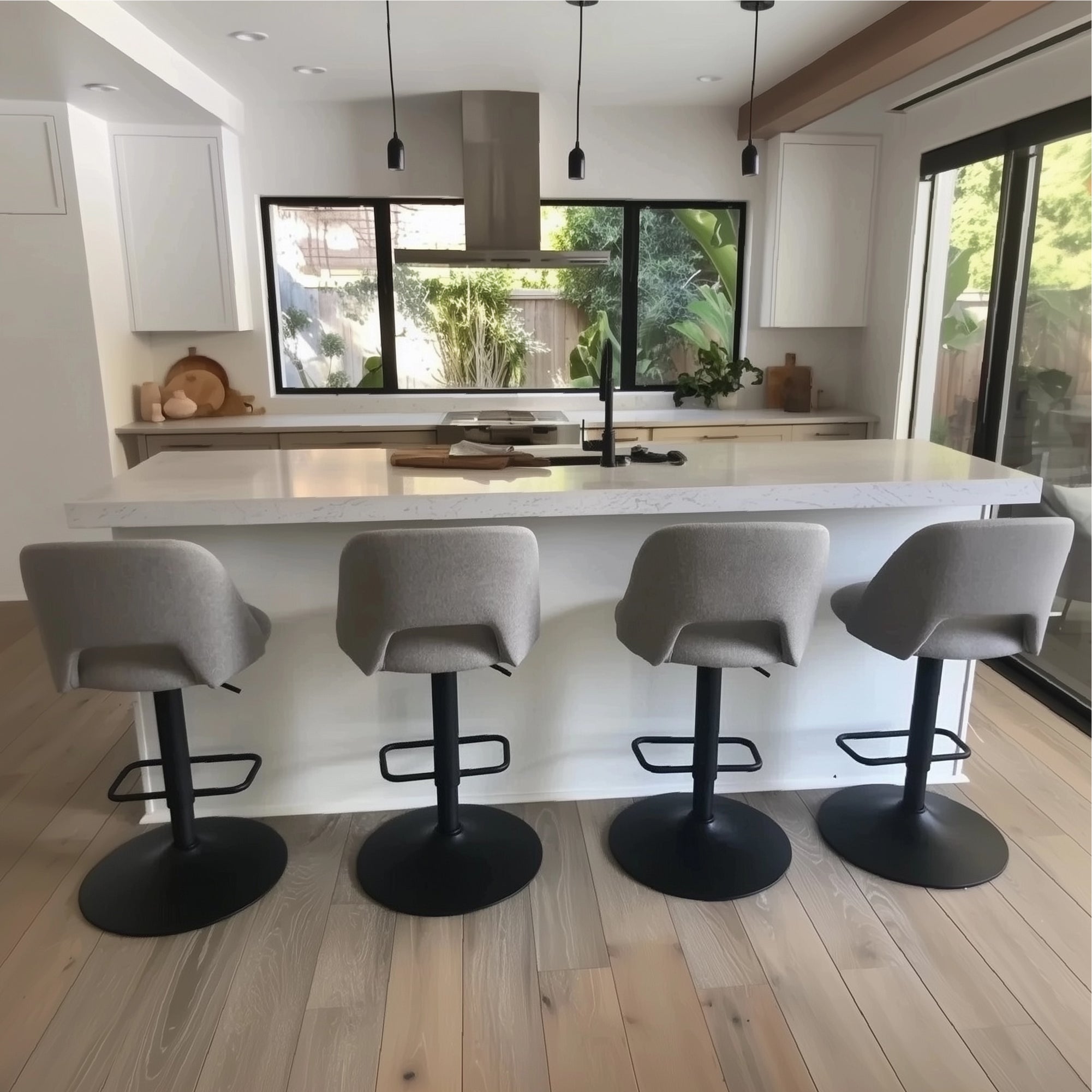 Edwin Upholstered Swivel Adjustable Counter Stool (Set of 2)