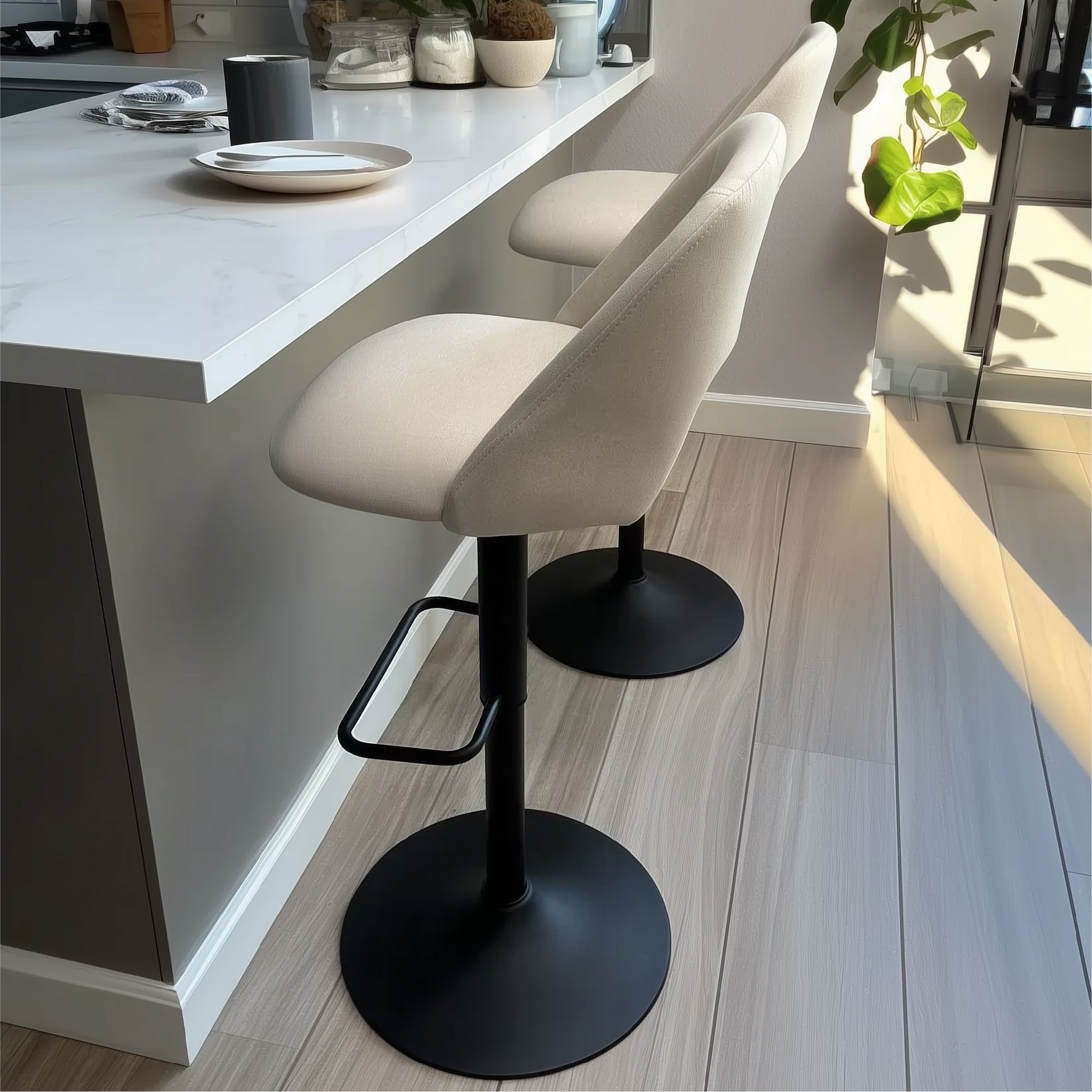 Edwin Upholstered Swivel Adjustable Counter Stool (Set of 2)
