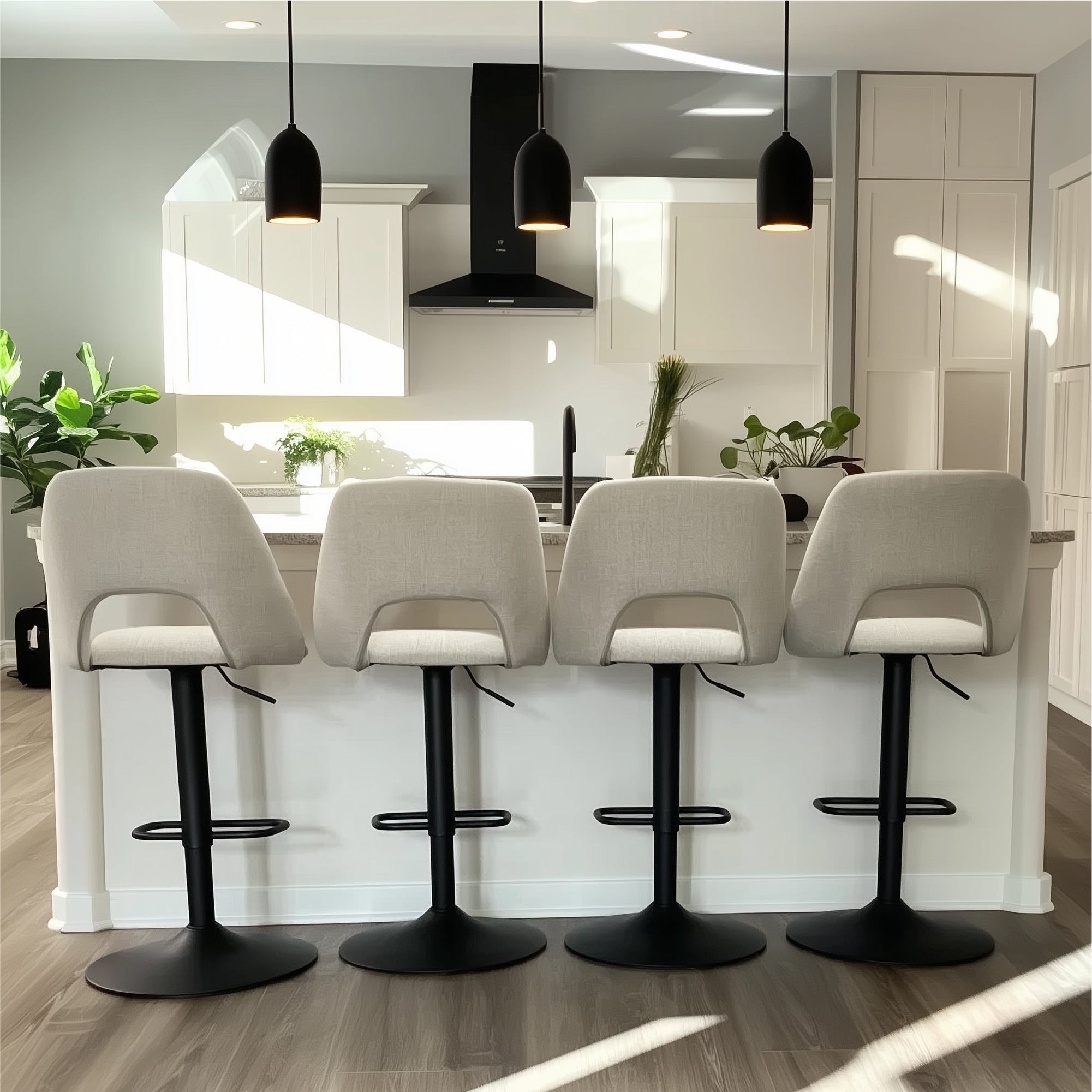 Edwin Upholstered Swivel Adjustable Counter Stool (Set of 2)