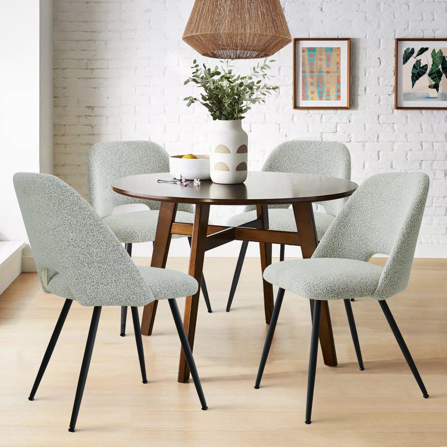 Edwin Modern Upholstered Boucle Dining Chair (Set of 4)