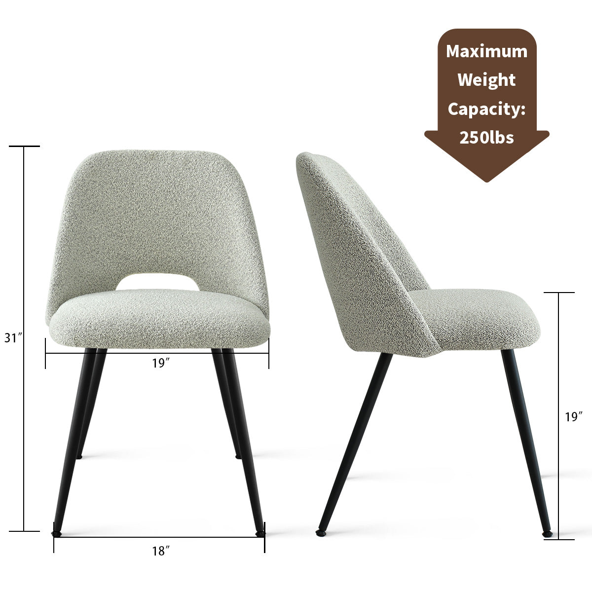 Edwin Modern Upholstered Boucle Dining Chair (Set of 4)
