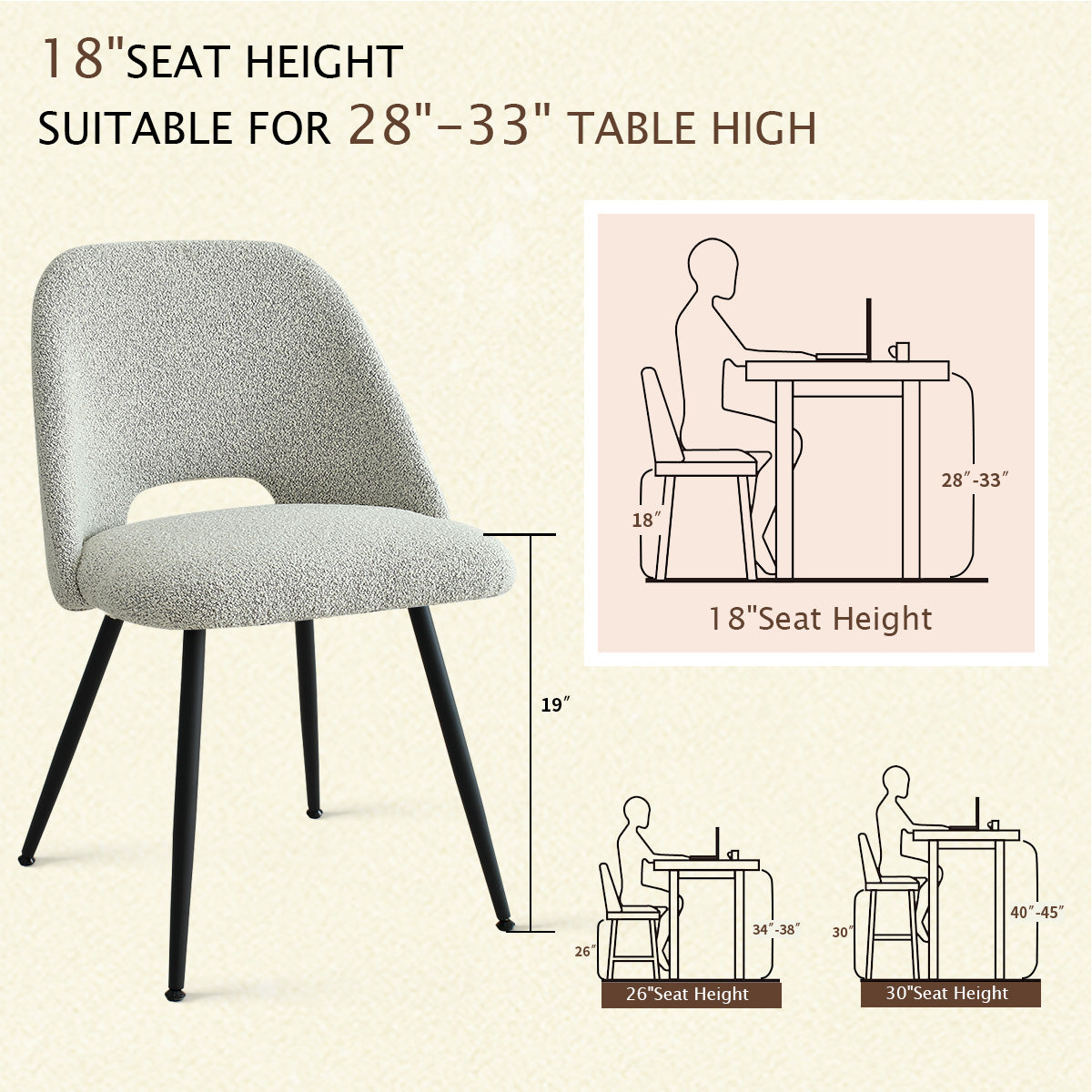 Edwin Modern Upholstered Boucle Dining Chair (Set of 4)