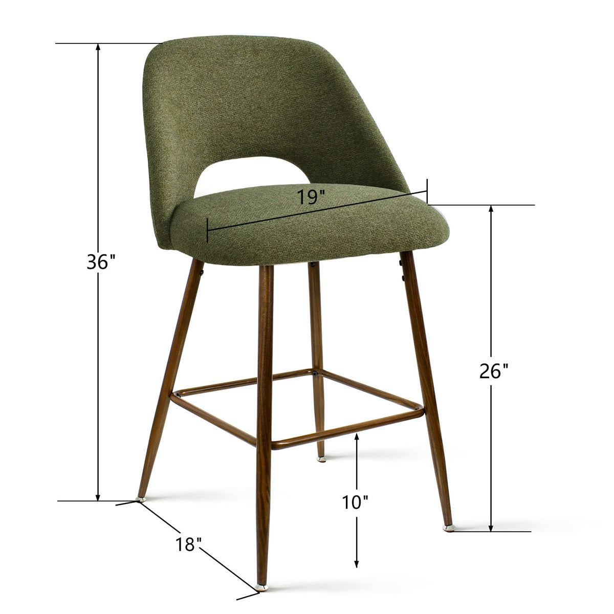 Edwin 26" Modern Upholstered Counter Stool (Set of 3)