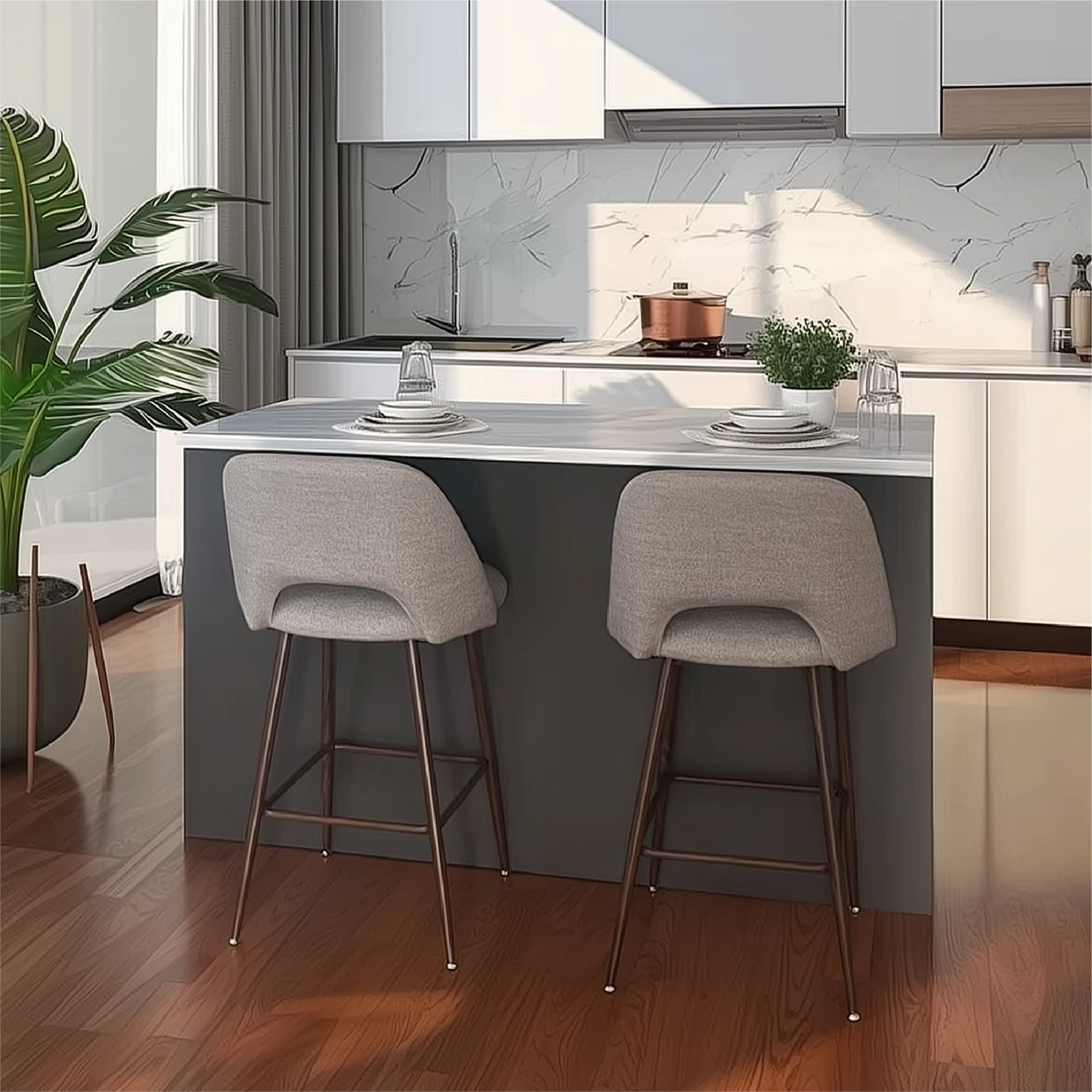 Edwin 26" Modern Upholstered Counter Stool (Set of 3)