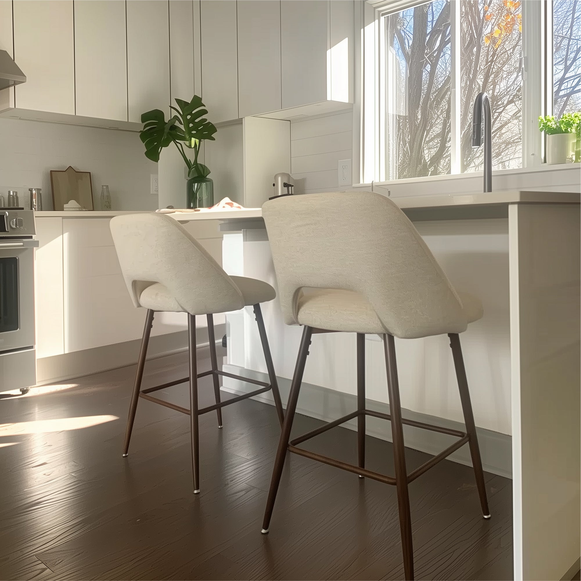 Edwin 26" Modern Upholstered Counter Stool (Set of 3)