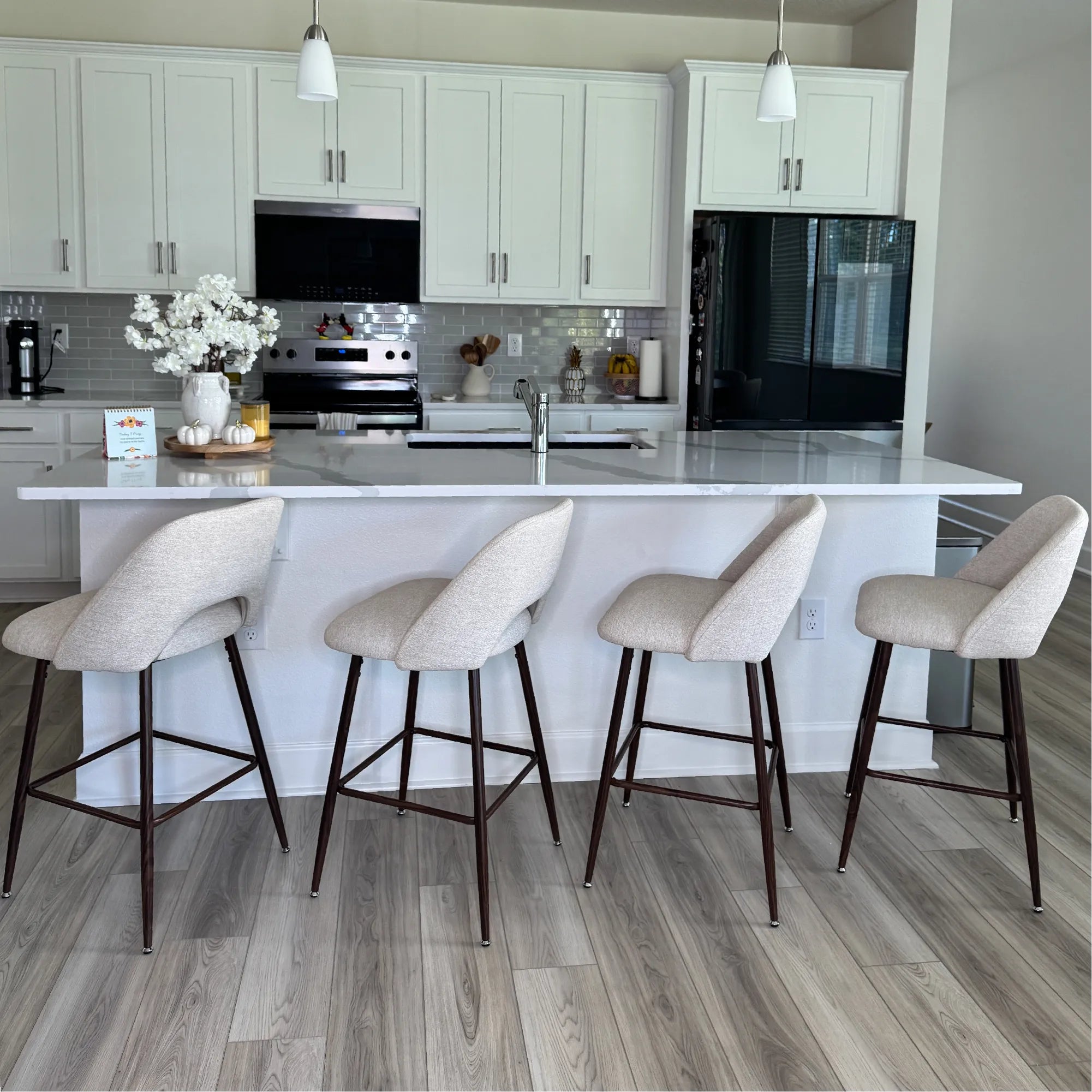 Edwin 26" Modern Upholstered Counter Stool (Set of 2)