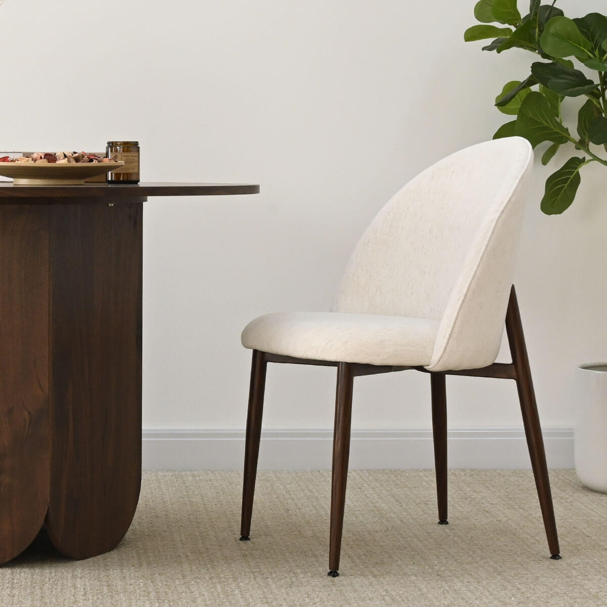 Goteborg Upholstered Dining Chair with Walnut legs (Set of 2)