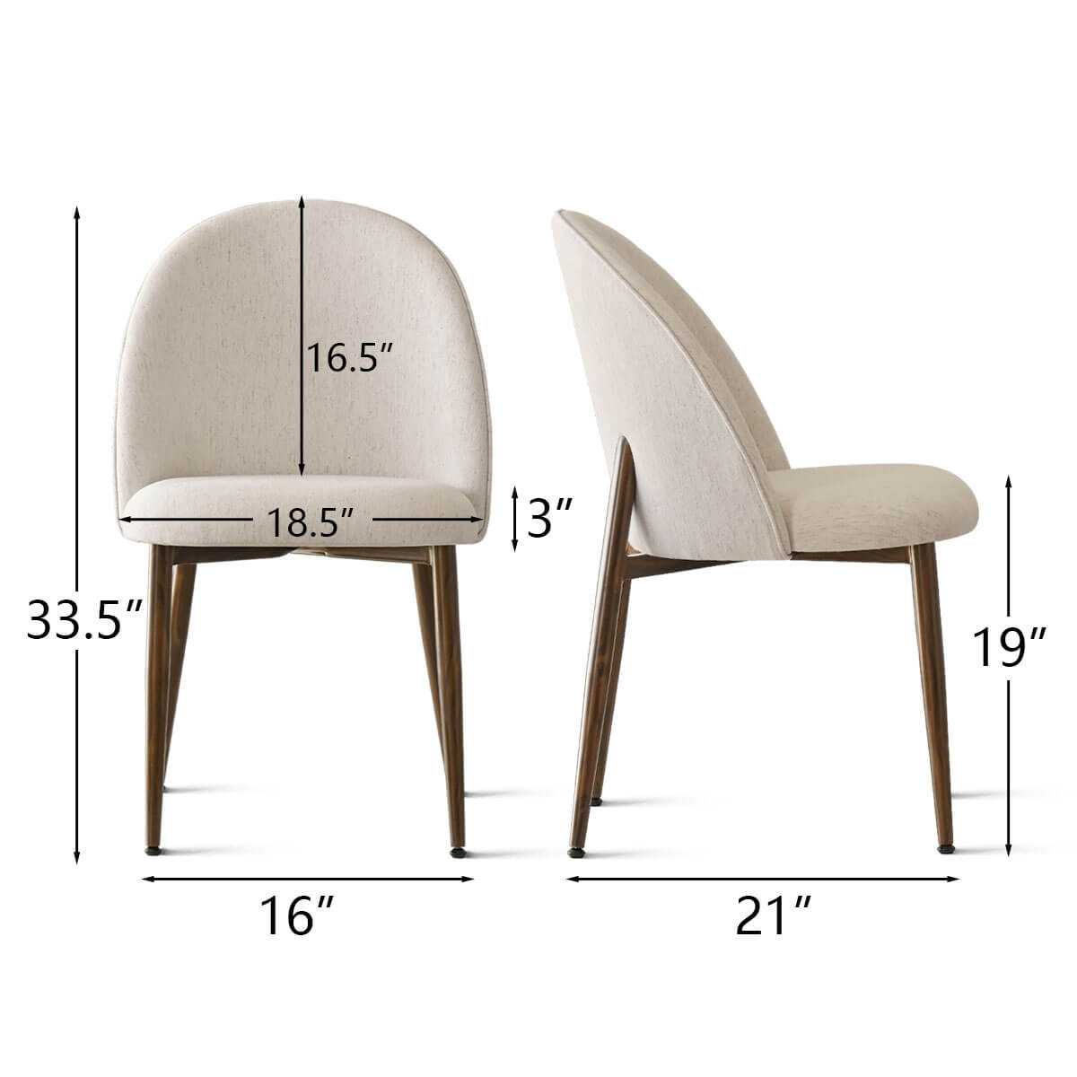 Goteborg Upholstered Dining Chair with Walnut legs (Set of 2)