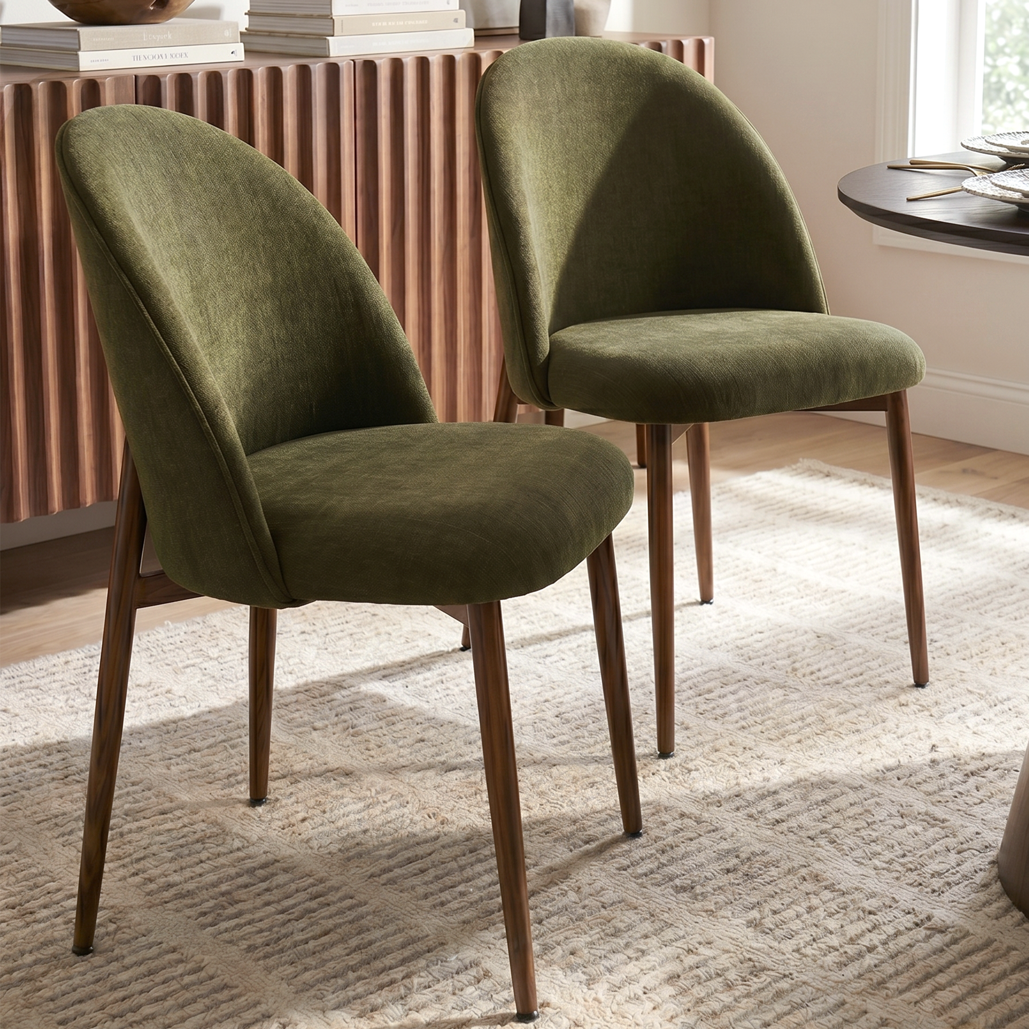 Goteborg Upholstered Dining Chair with Walnut legs (Set of 2)